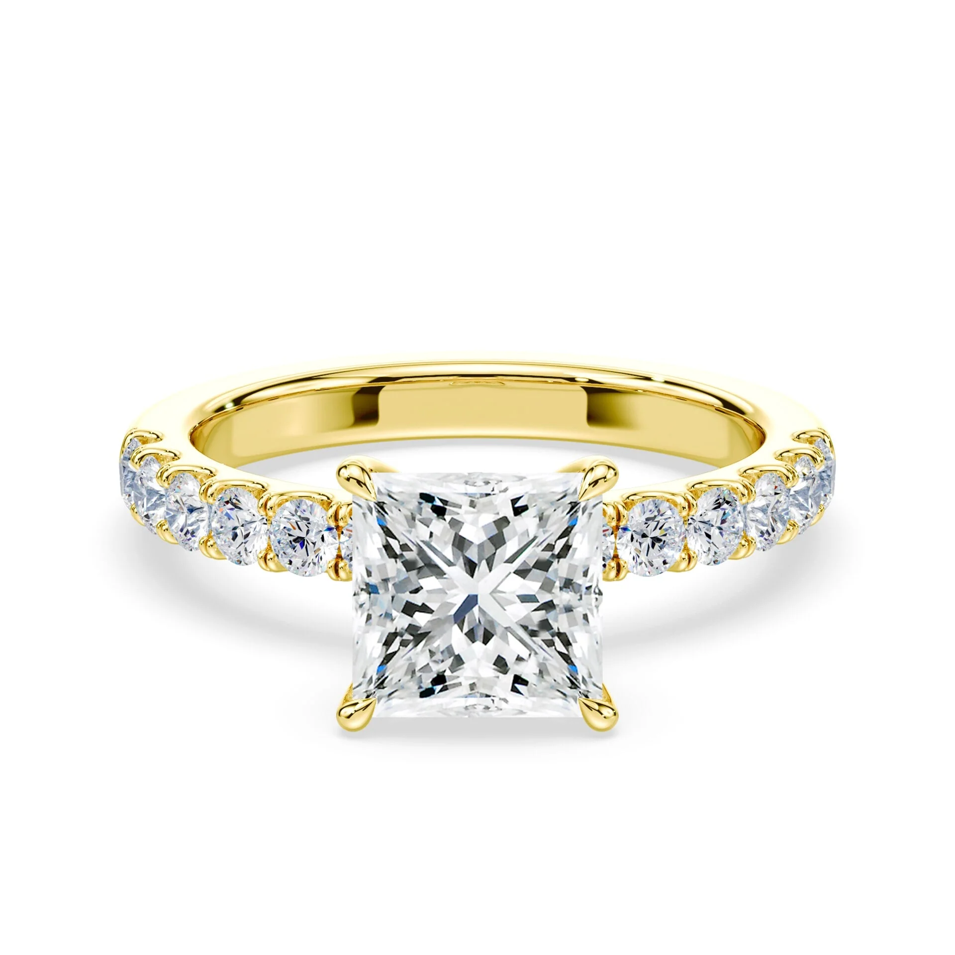 Princess Hidden Halo Medium Pave Ring