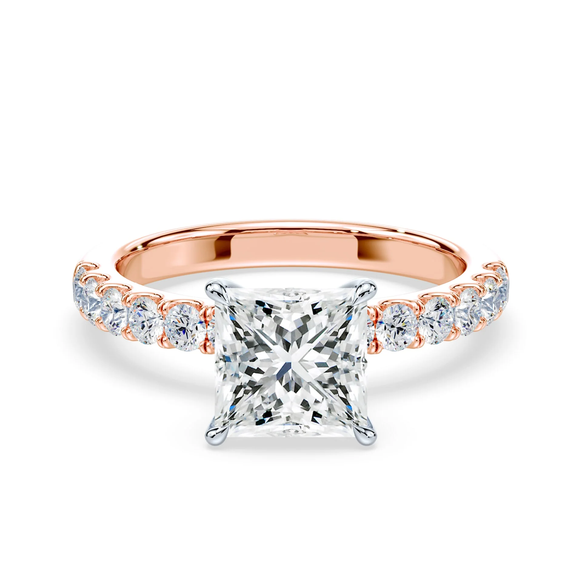 Princess Hidden Halo Medium Pave Ring