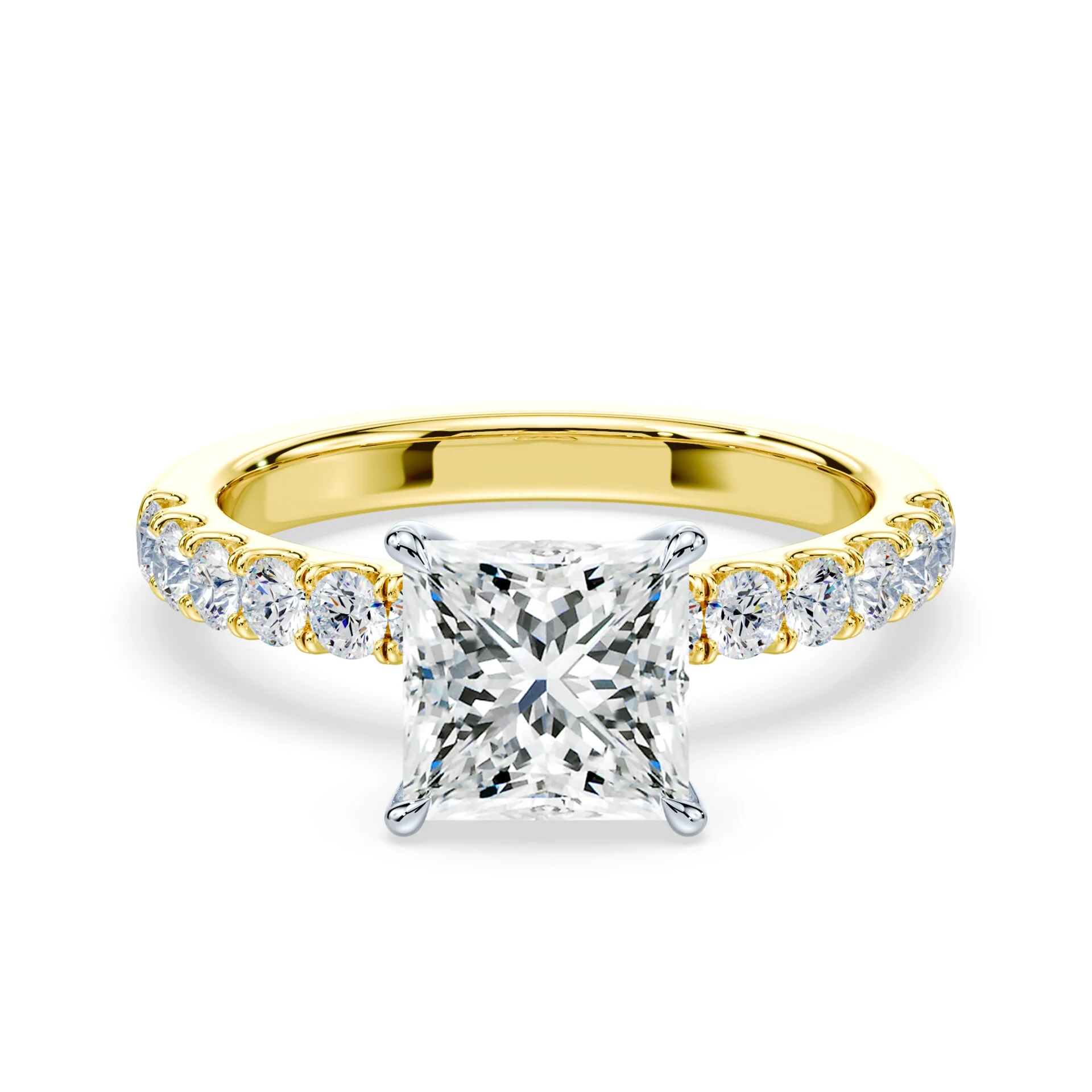 Princess Hidden Halo Medium Pave Ring