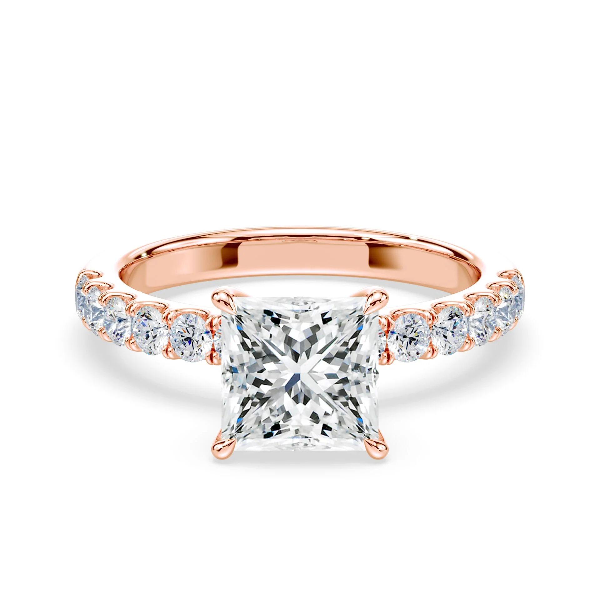 Princess Hidden Halo Medium Pave Ring
