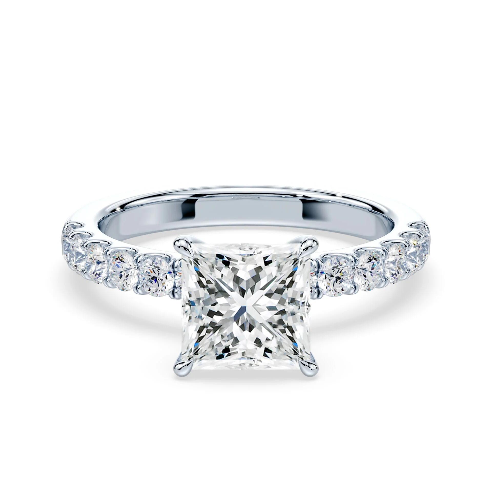 Princess Hidden Halo Medium Pave Ring