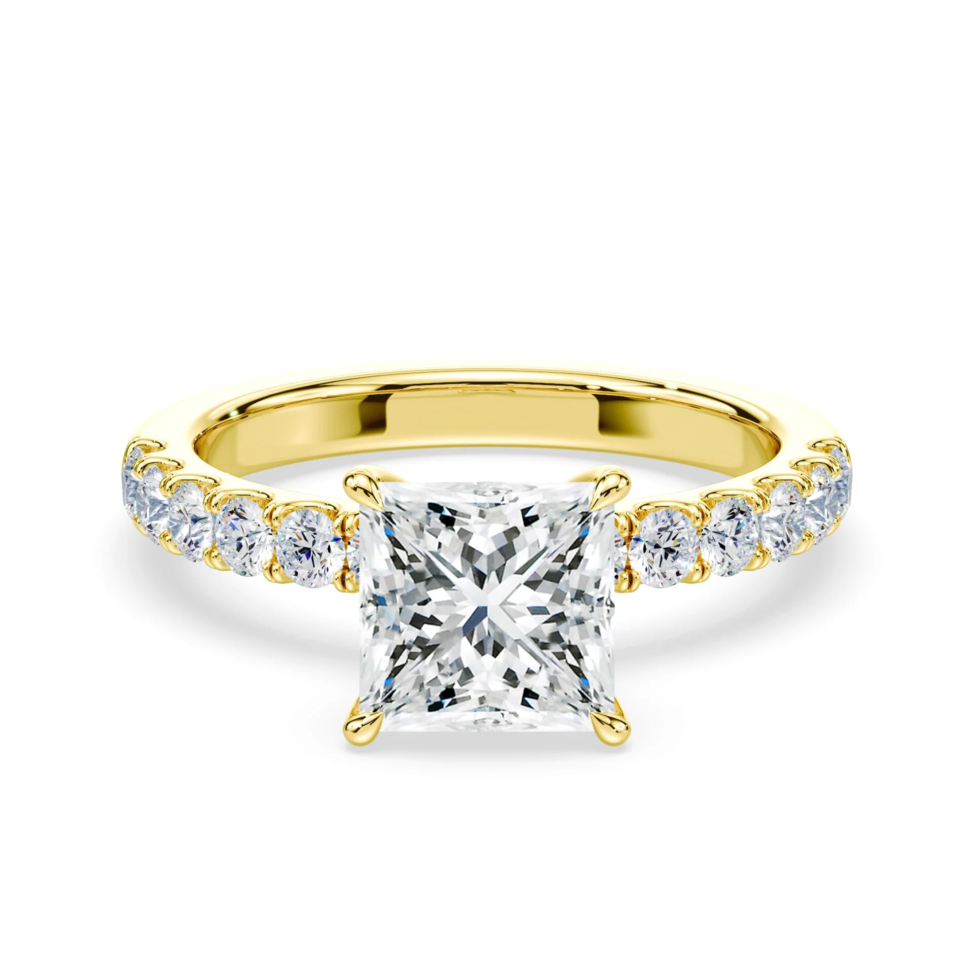 Princess Hidden Halo Medium Pave Ring