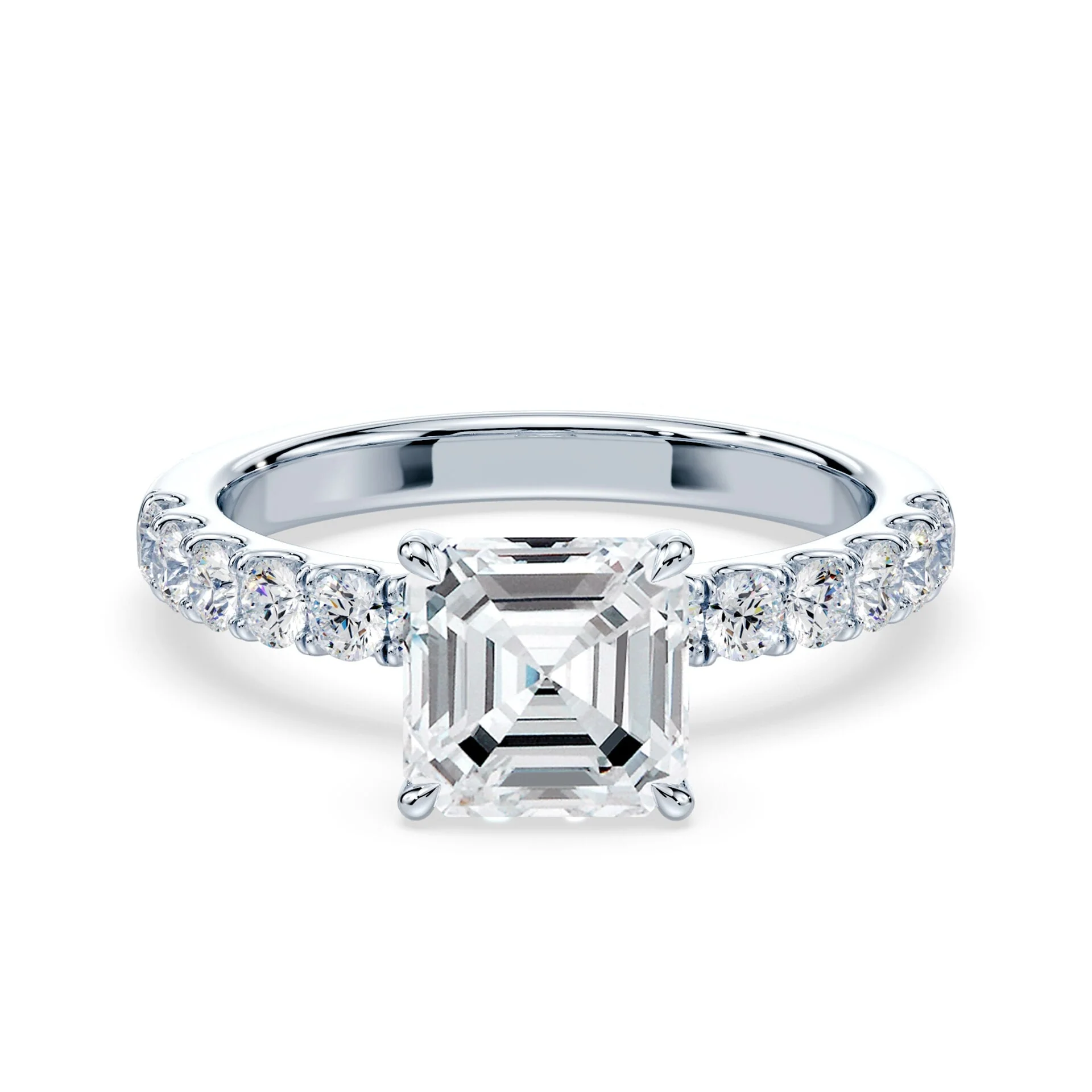 Asscher Cut Medium Pave Ring