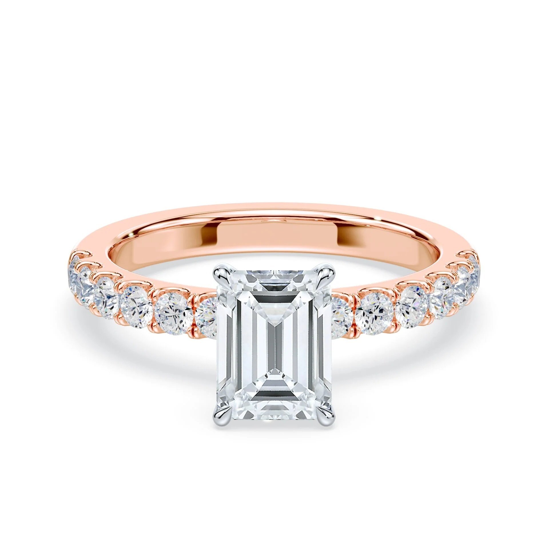Emerald Cut Medium Pave Ring