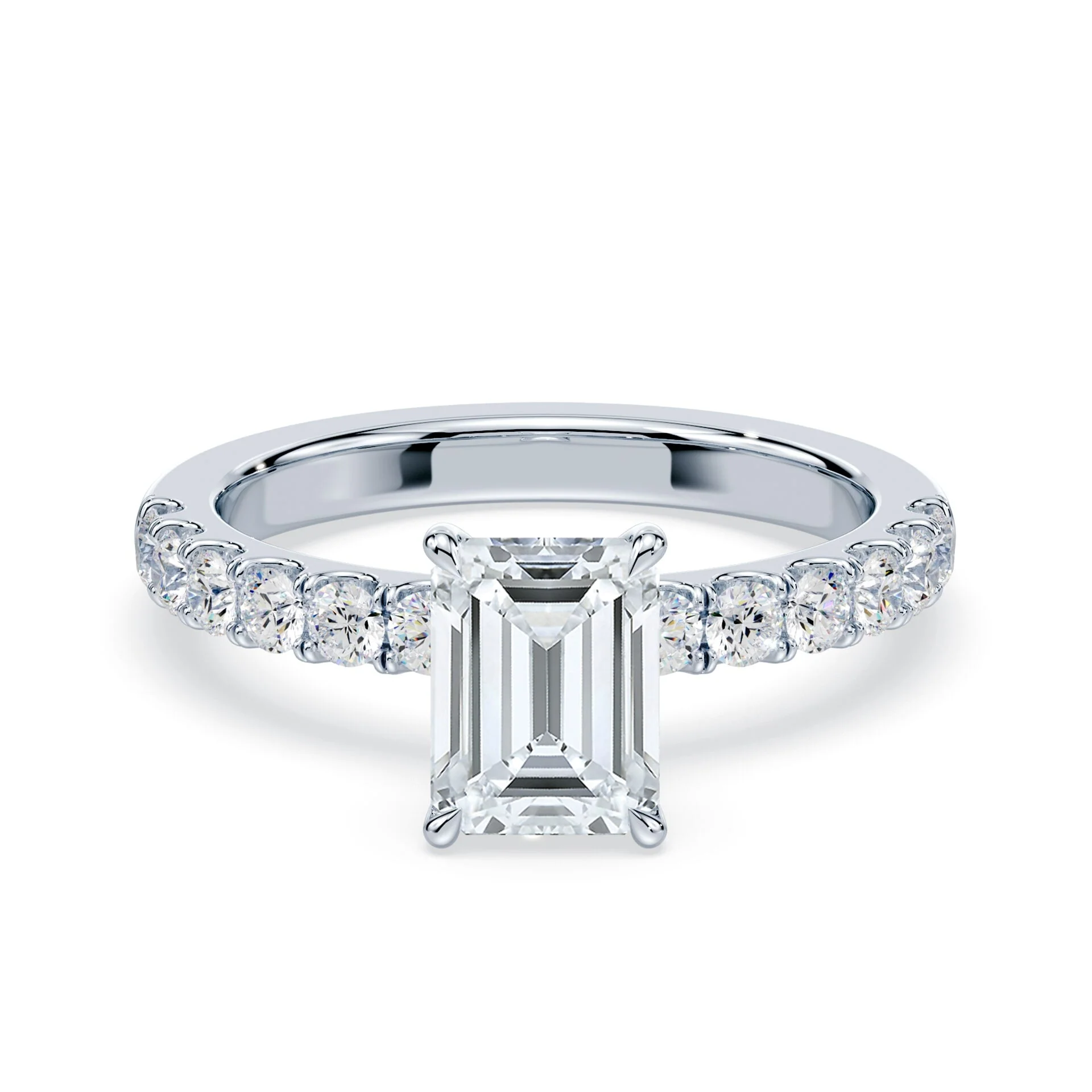 Emerald Cut Medium Pave Ring