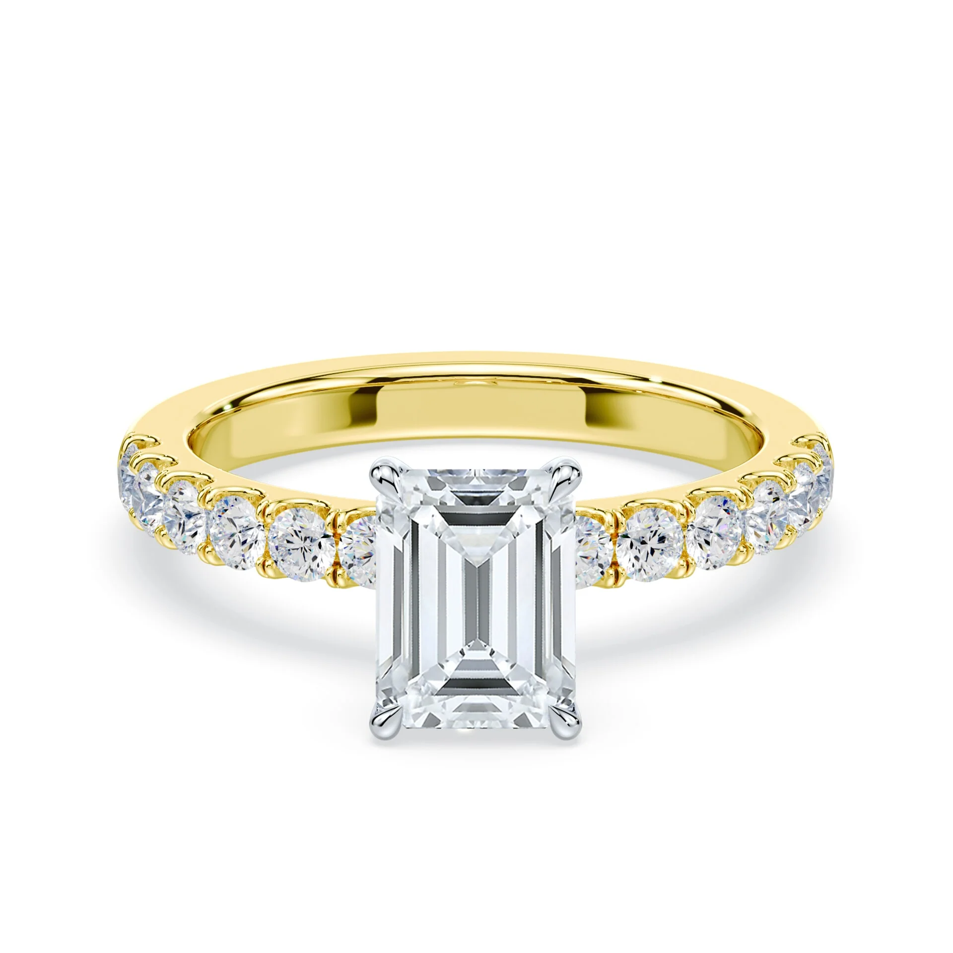 Emerald Cut Medium Pave Ring