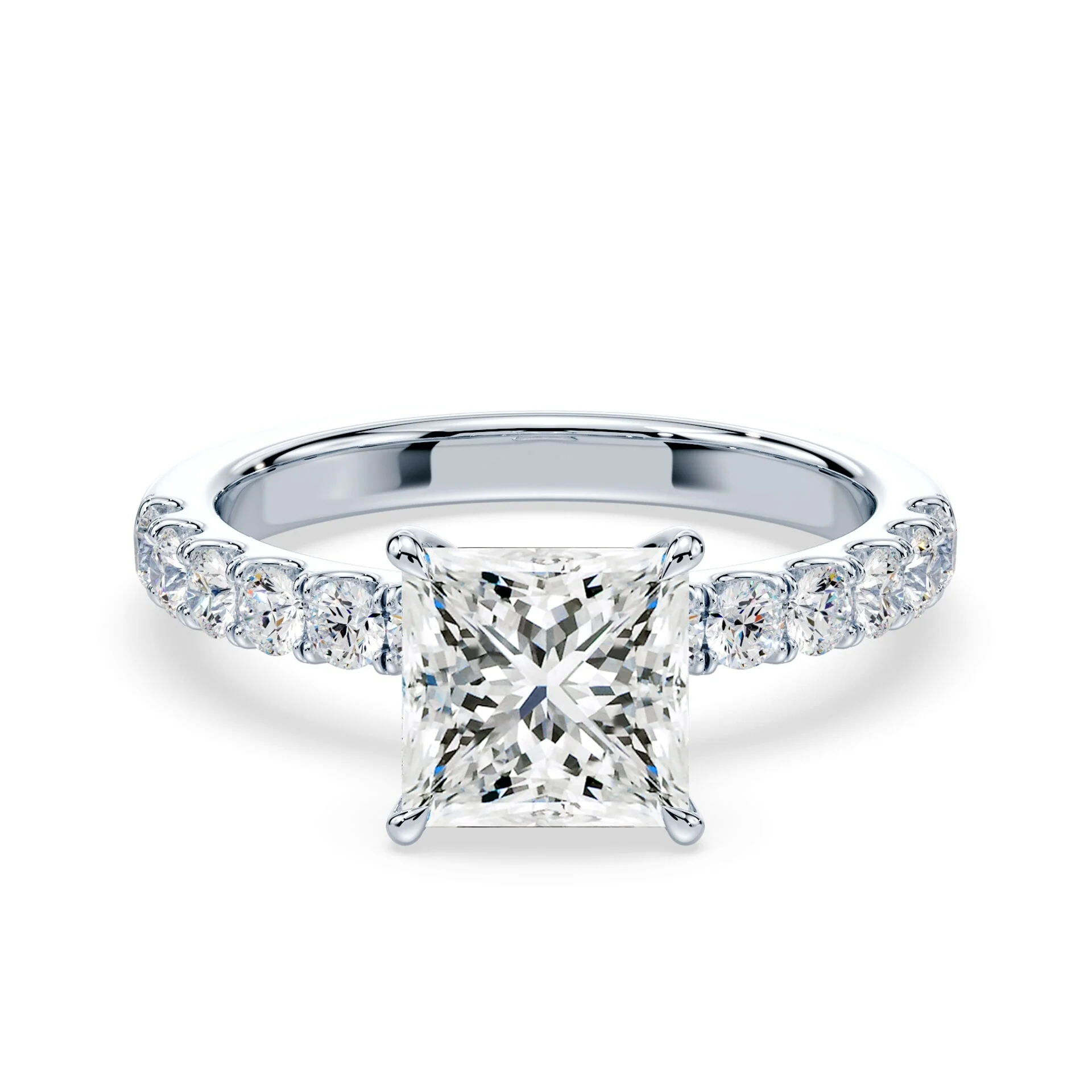 Princess Cut Medium Pave Ring