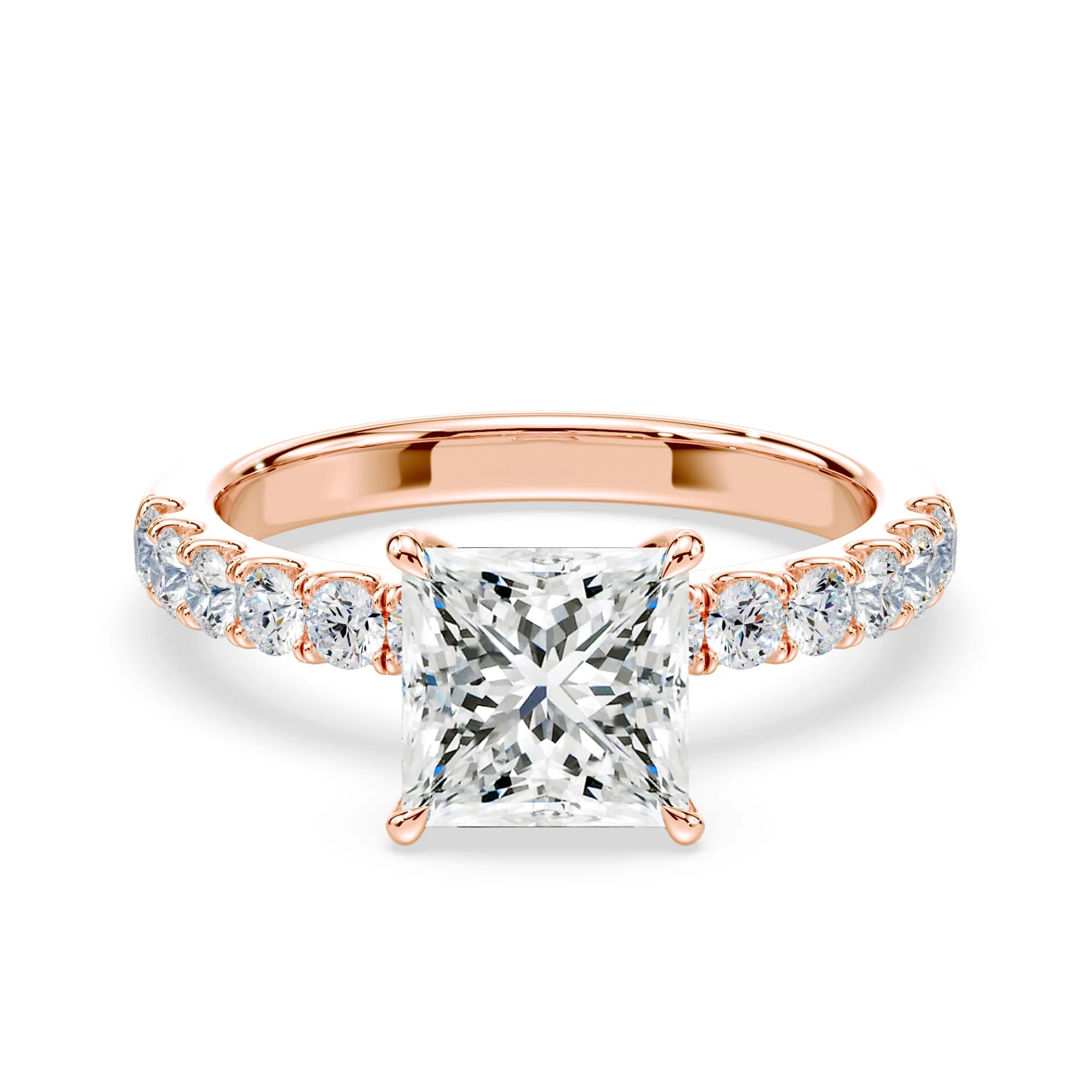 Princess Cut Medium Pave Ring