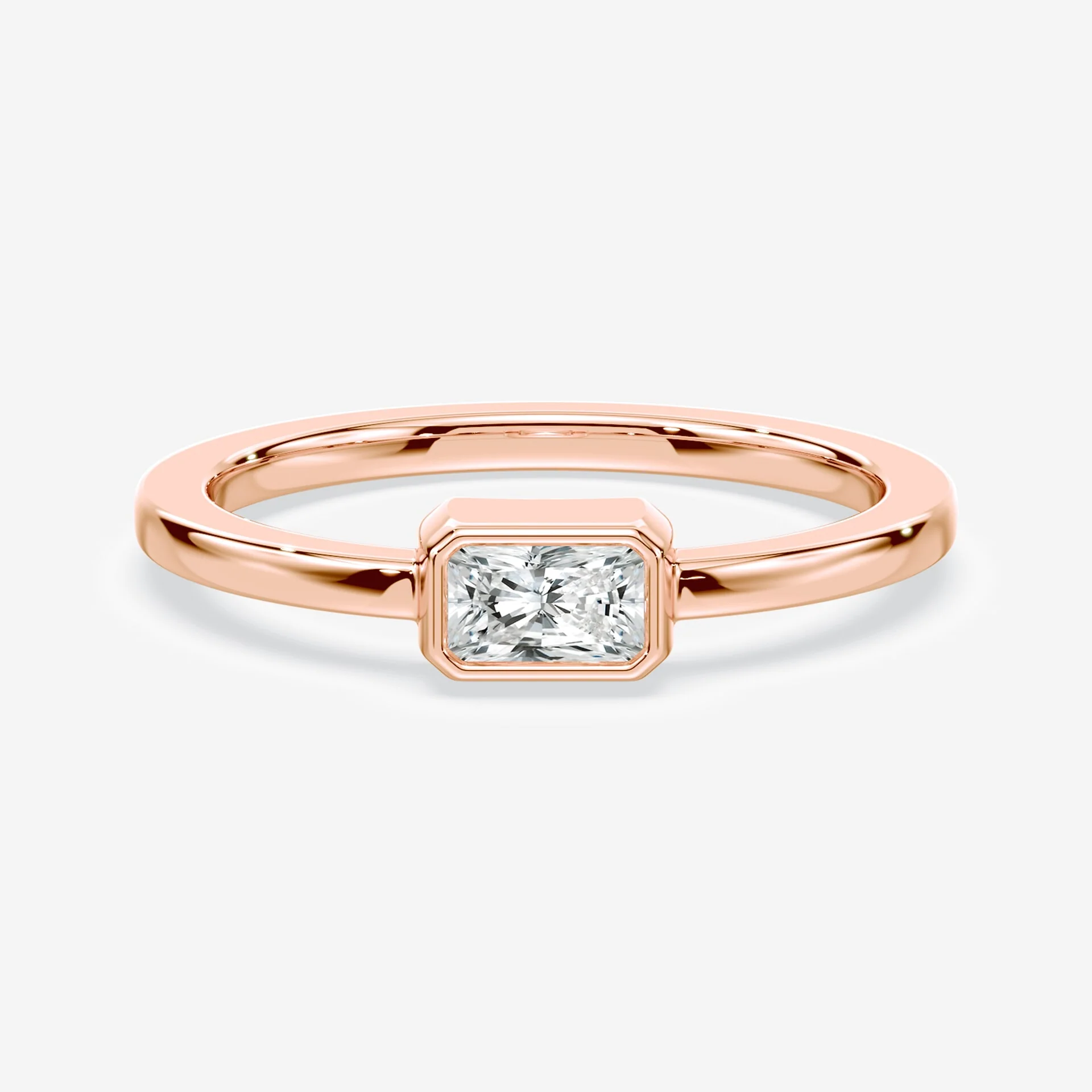 Radiant Cut Mini Bezel Ring