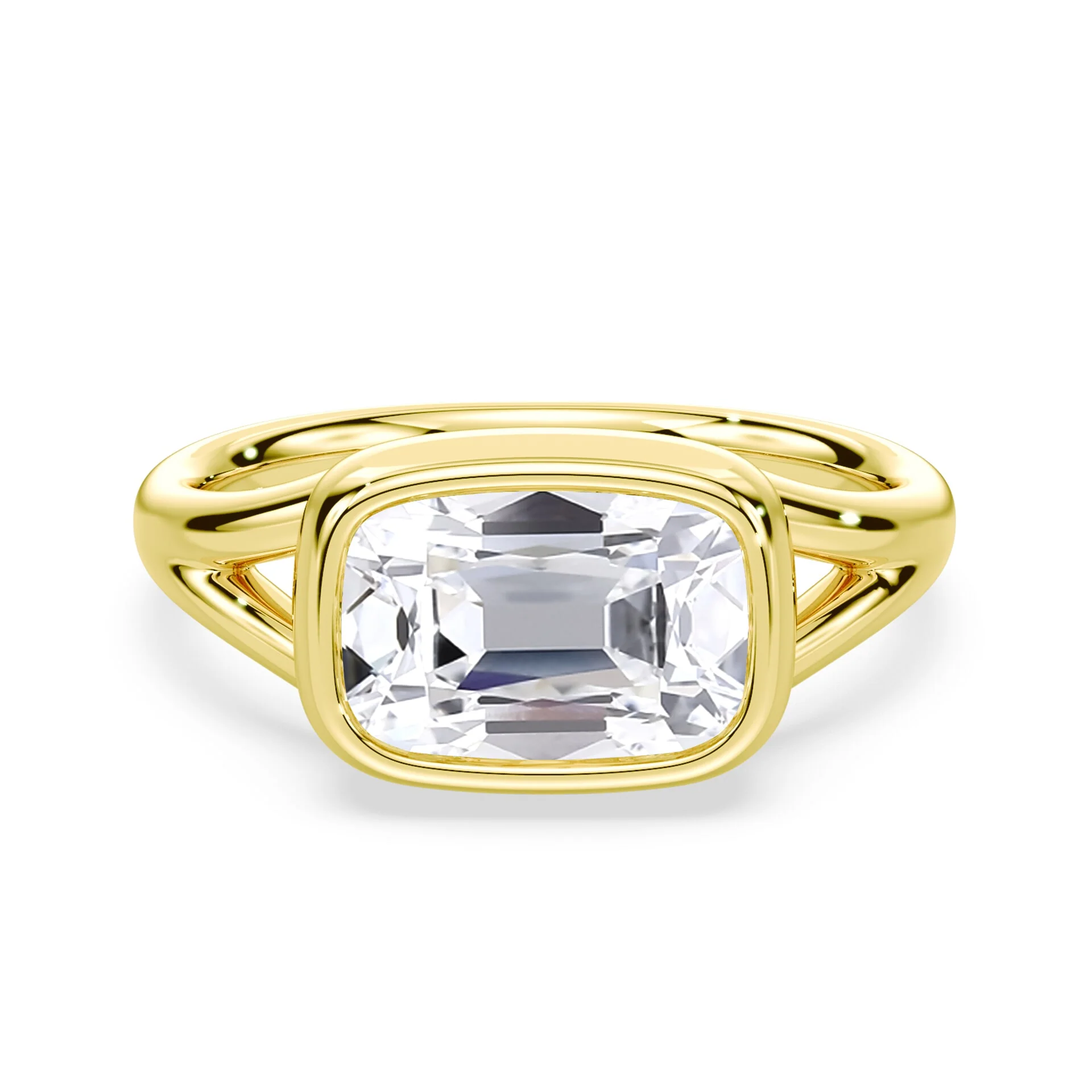 Old Mine East-West Split Shank Bezel Ring