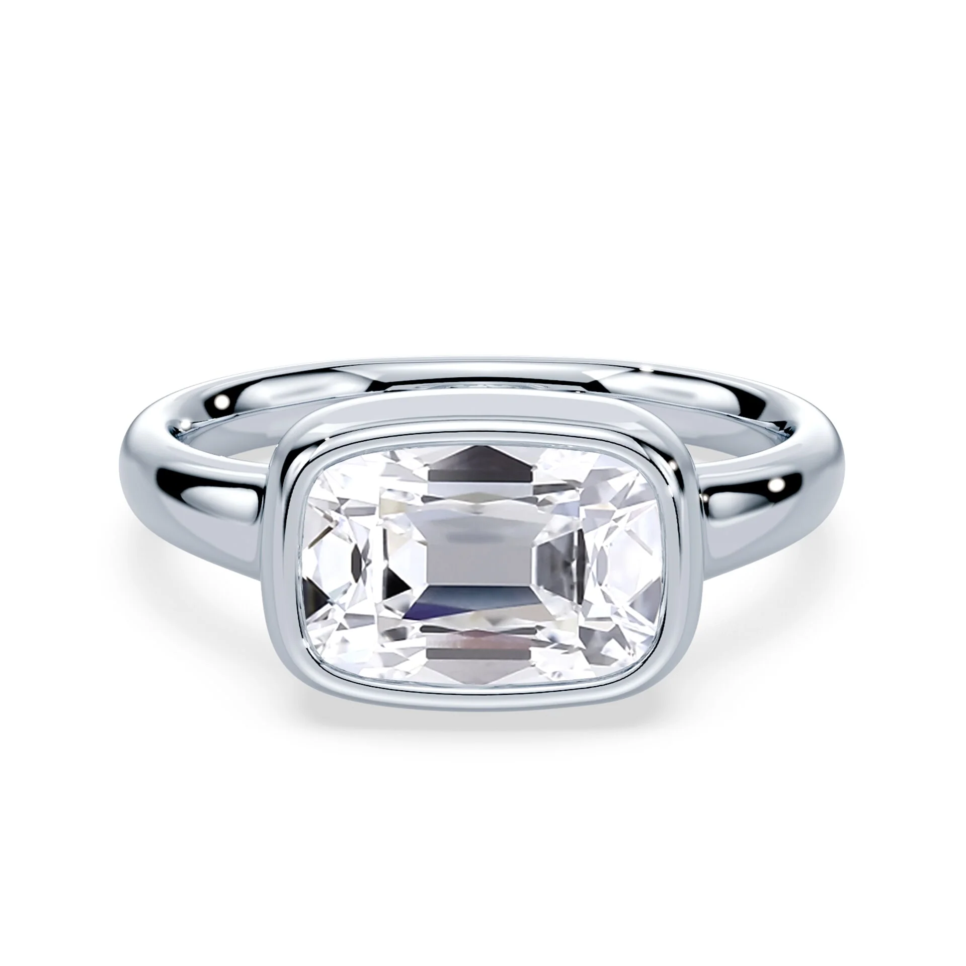 Old Mine Cut East-West Wide Bezel Ring