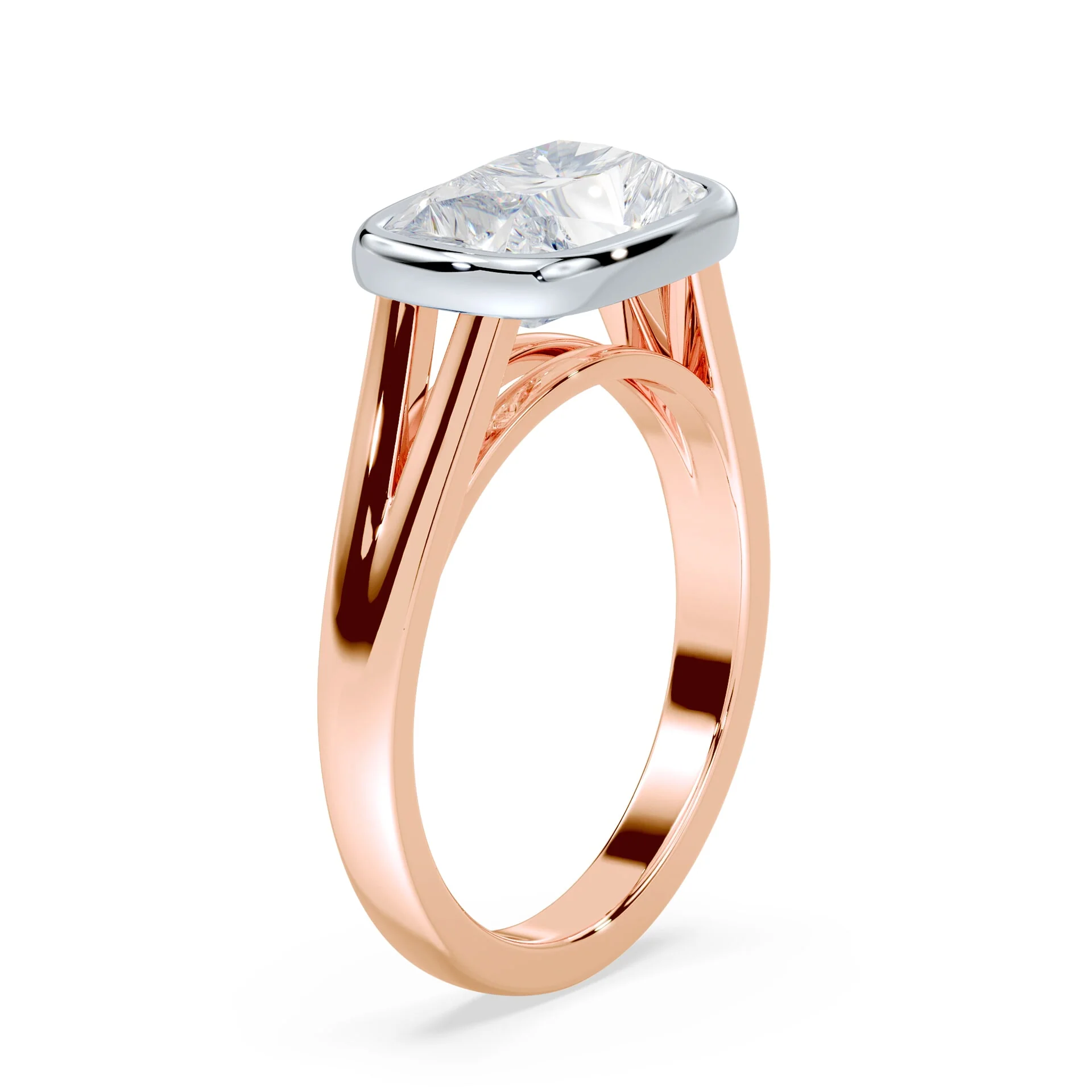 Old Mine Cut East-West Split Cathedral Bezel Ring - Image 2