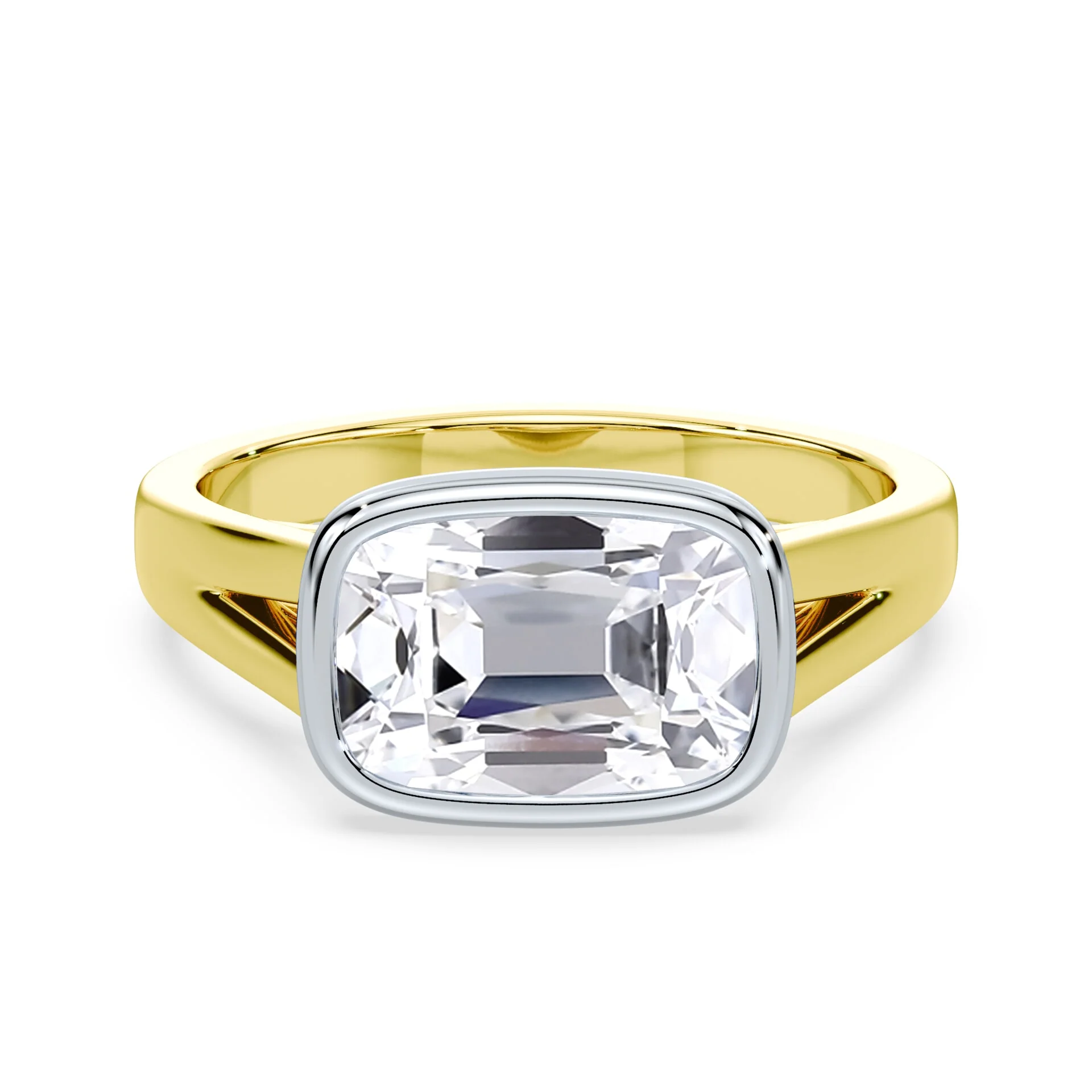 Old Mine Cut East-West Split Cathedral Bezel Ring