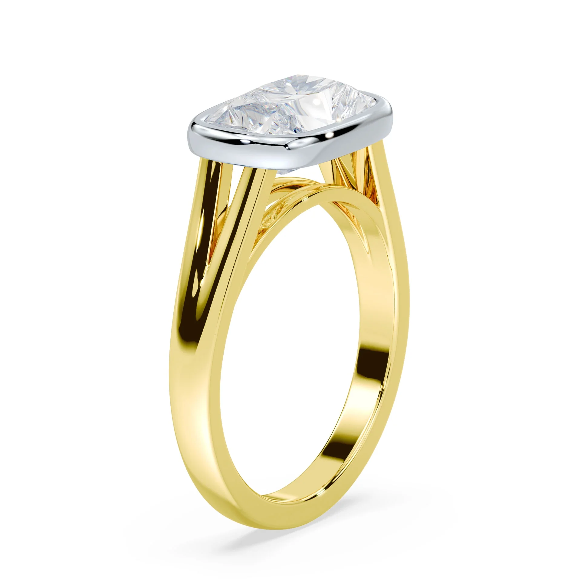 Old Mine Cut East-West Split Cathedral Bezel Ring - Image 2