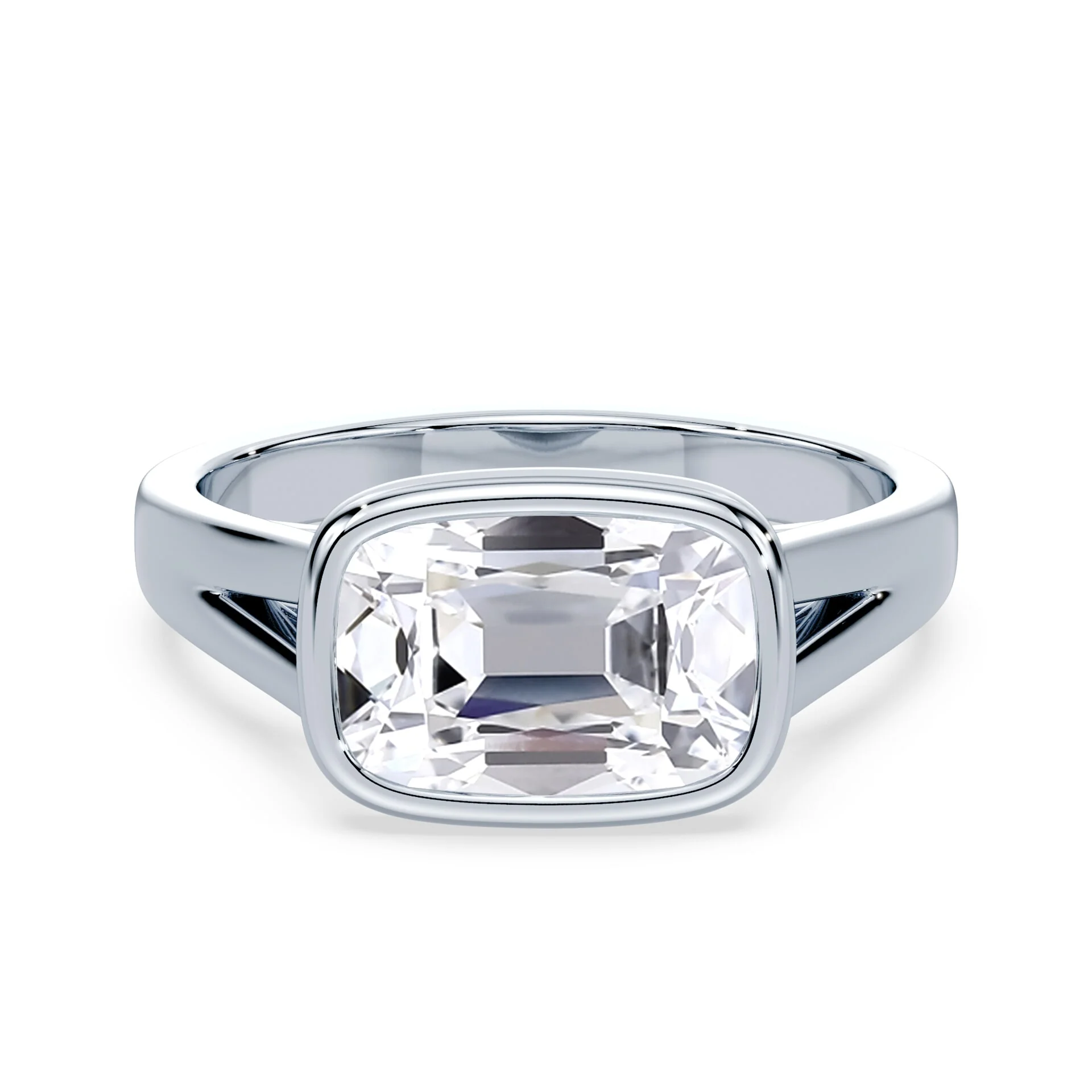Old Mine Cut East-West Split Cathedral Bezel Ring
