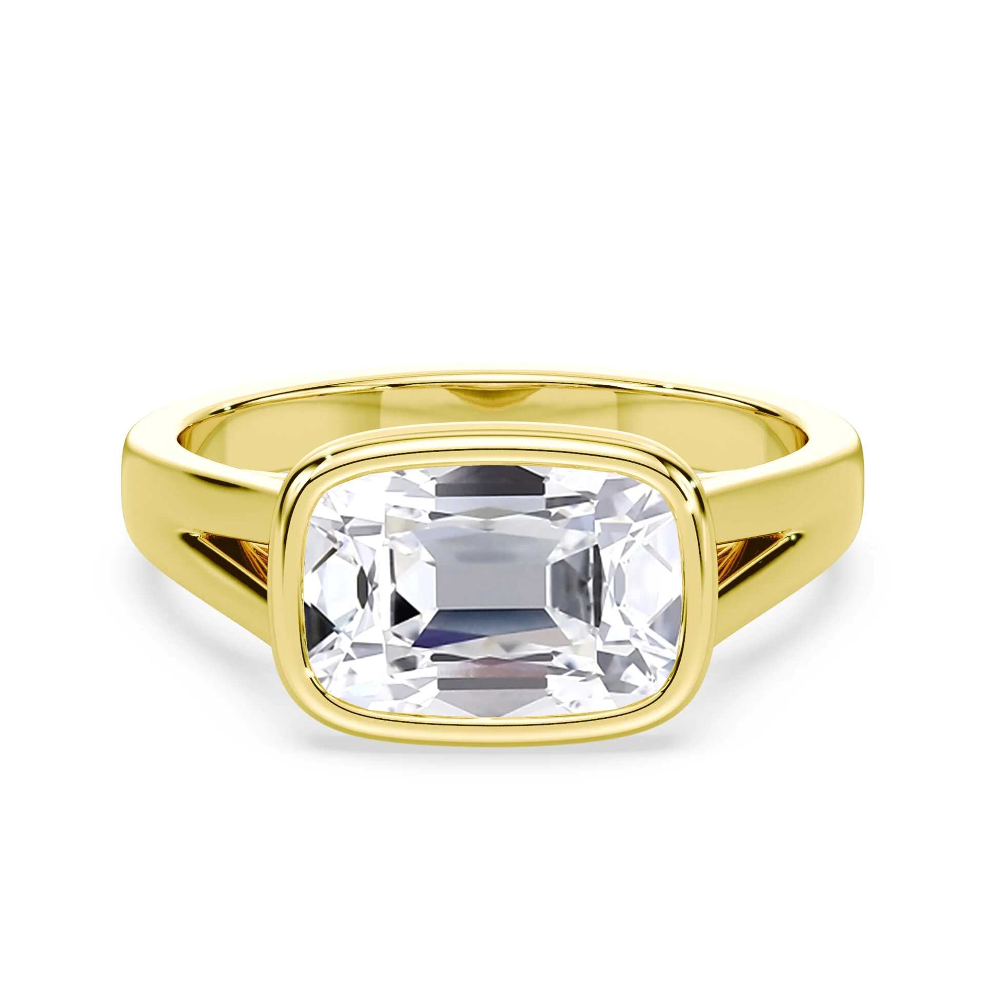 Old Mine Cut East-West Split Cathedral Bezel Ring