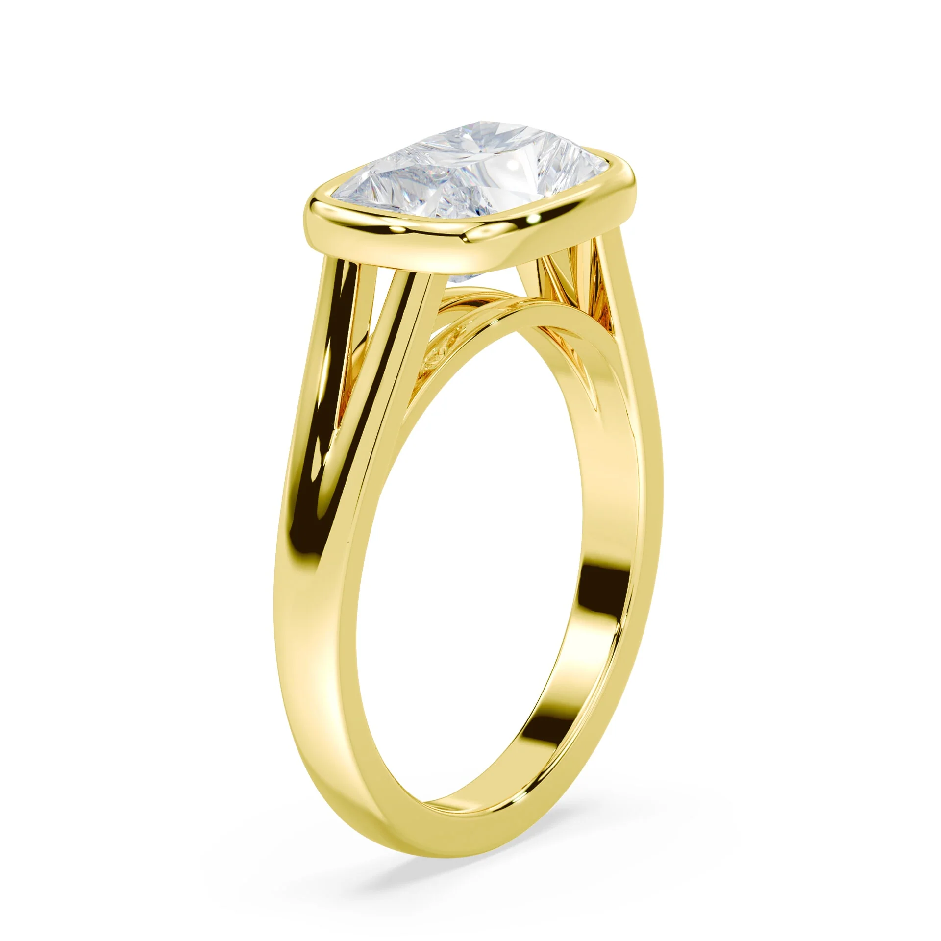 Old Mine Cut East-West Split Cathedral Bezel Ring - Image 2
