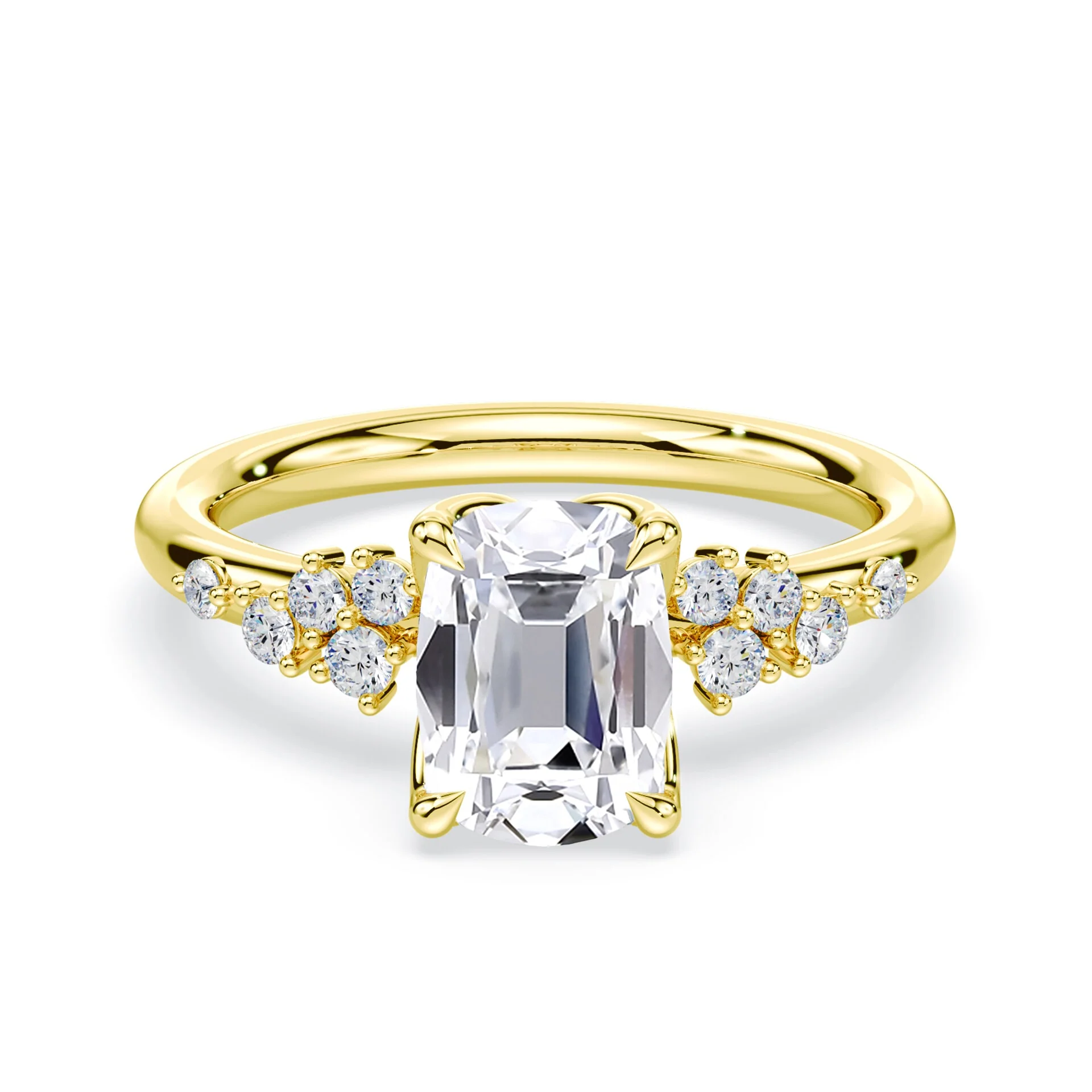 Old Mine Cut Petals Cluster Ring