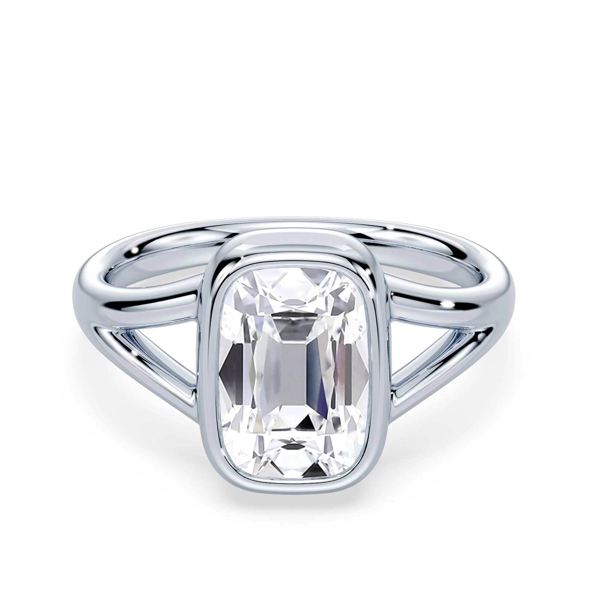 Old Mine Cut Split Shank Bezel Ring