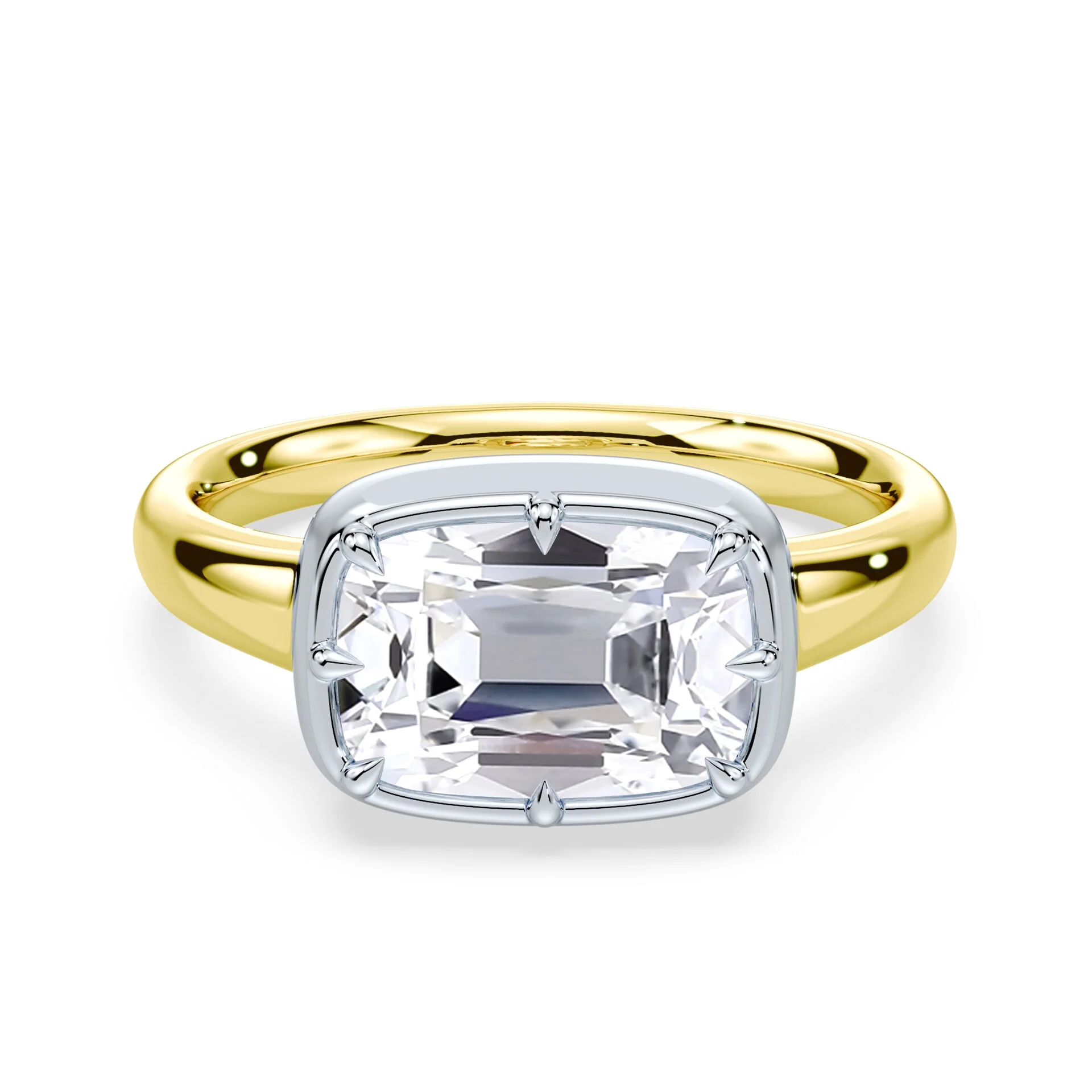 Old Mine Cut East-West Button Back Ring
