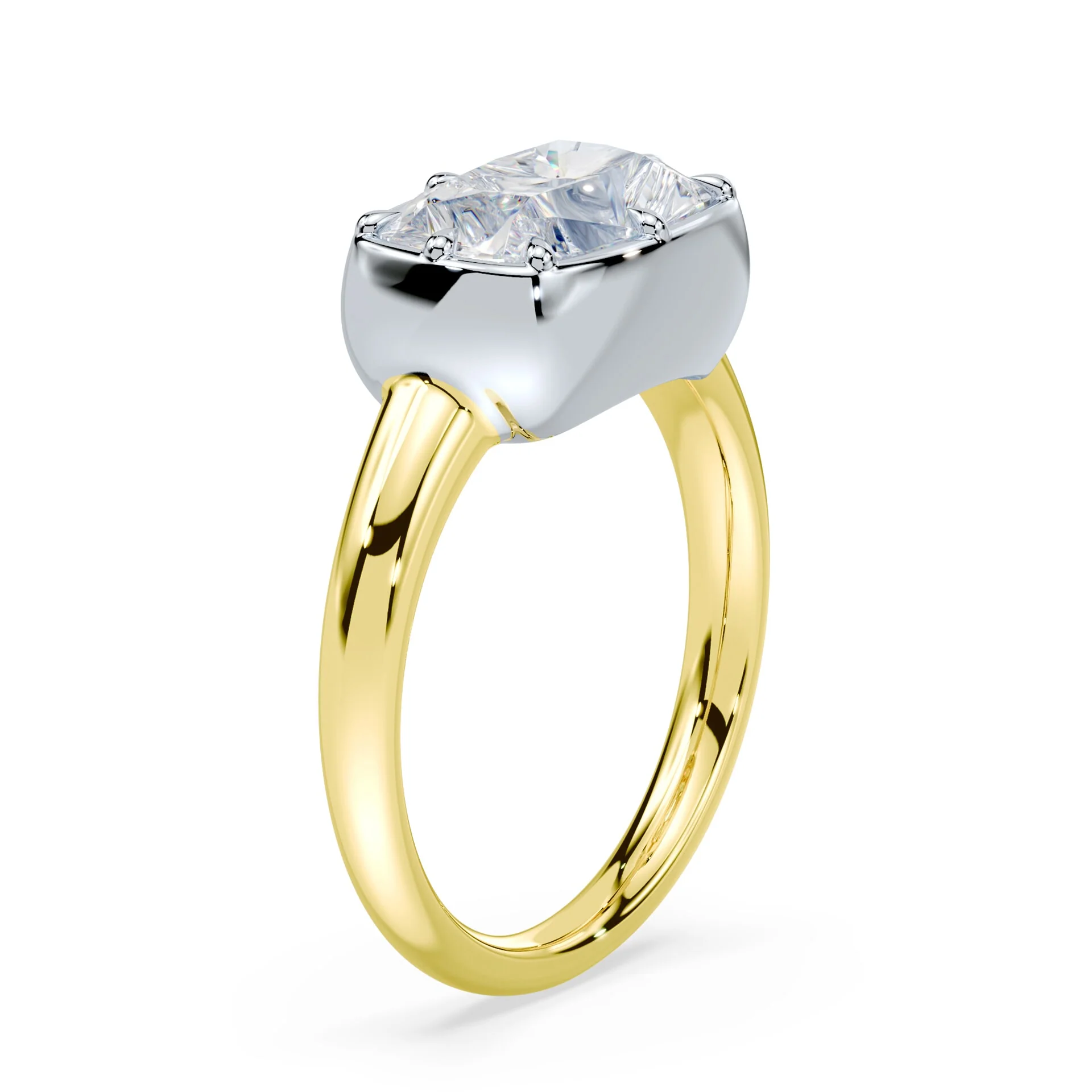 Old Mine Cut East-West Button Back Ring - Image 2