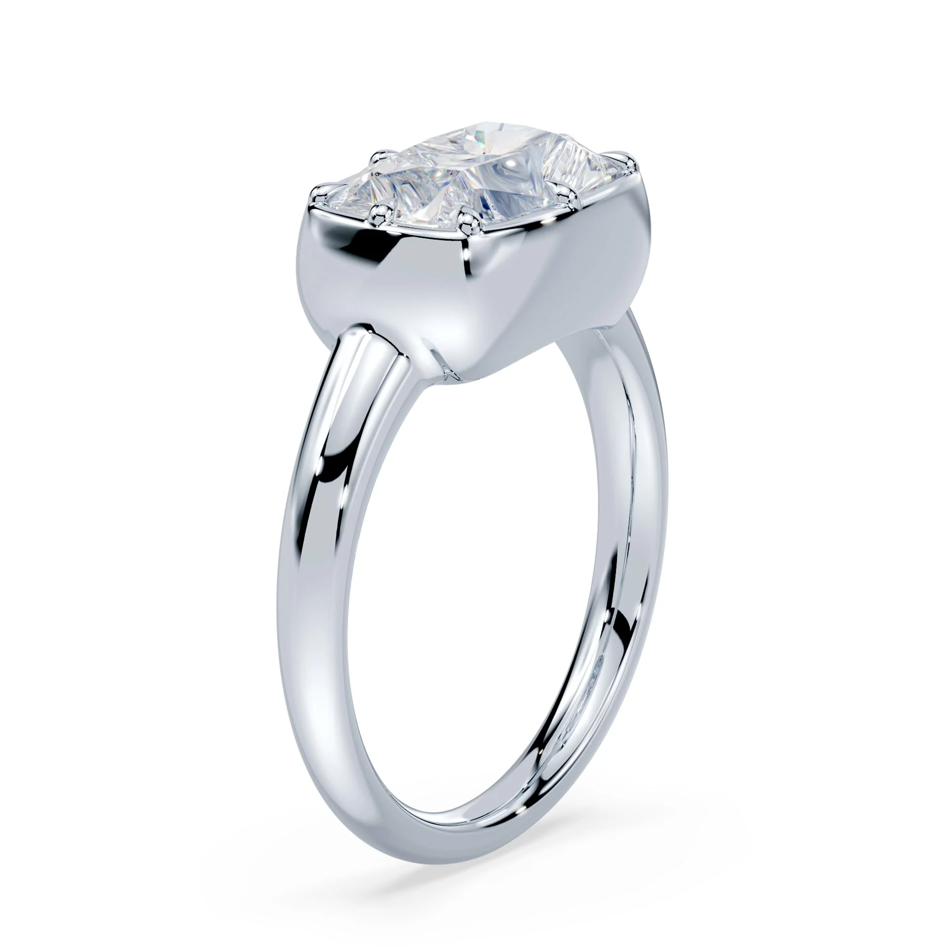 Old Mine Cut East-West Button Back Ring - Image 2