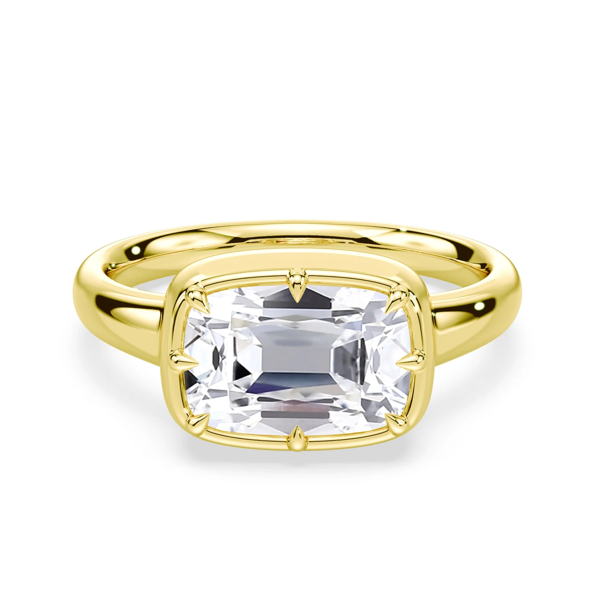 Old Mine Cut East-West Button Back Ring