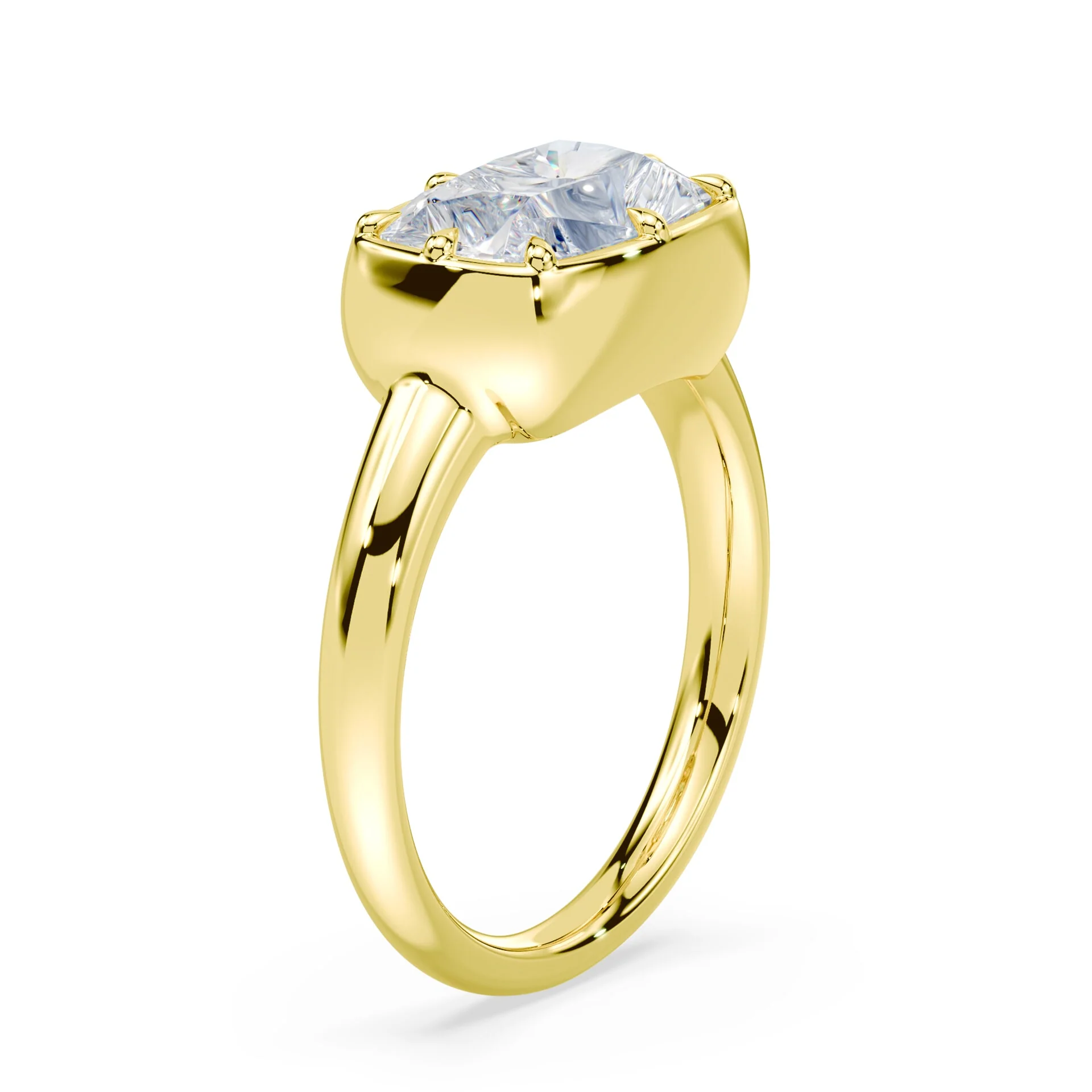 Old Mine Cut East-West Button Back Ring - Image 2