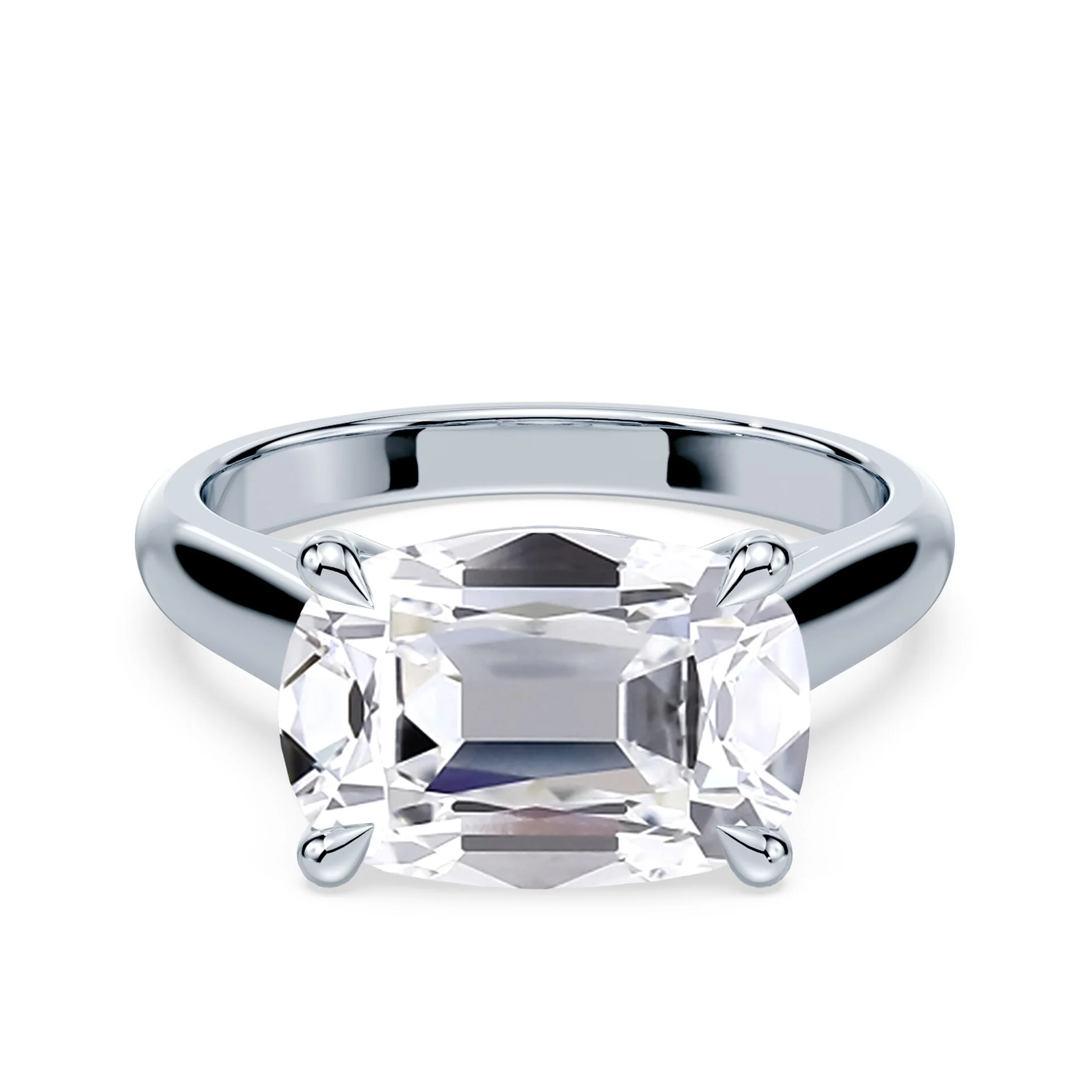 East-West Old Mine Cut Cathedral Ring