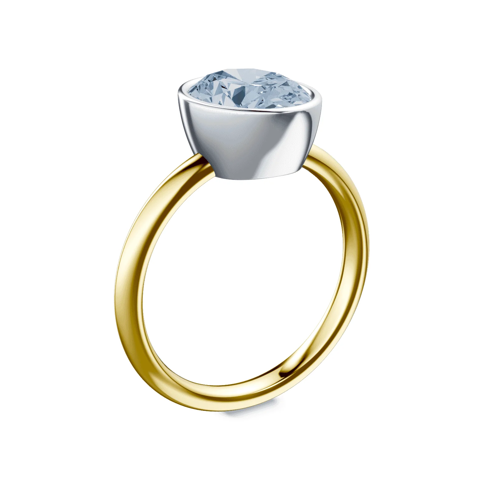 Oval Bezel Blue Diamond Ring - Image 2