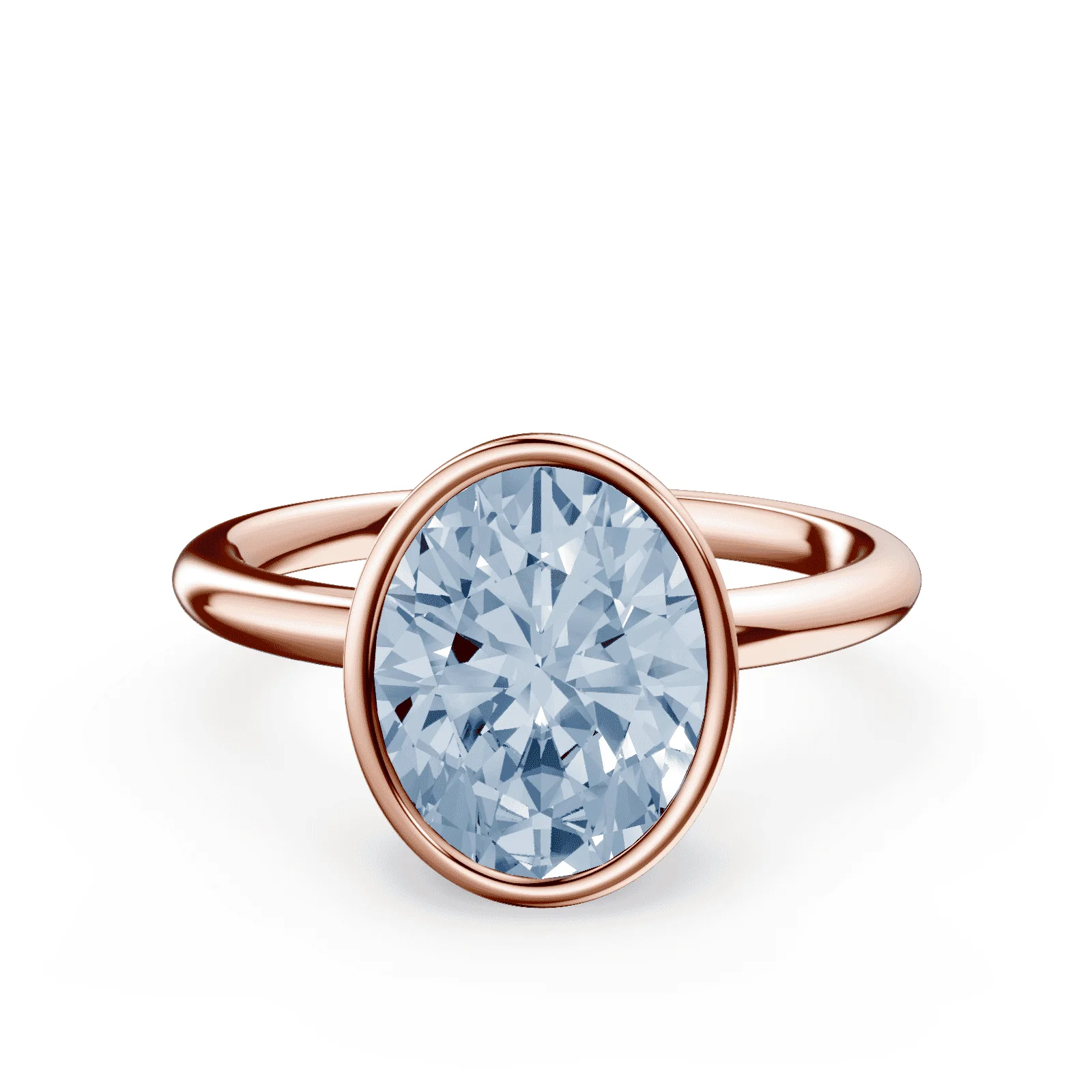 Oval Bezel Blue Diamond Ring