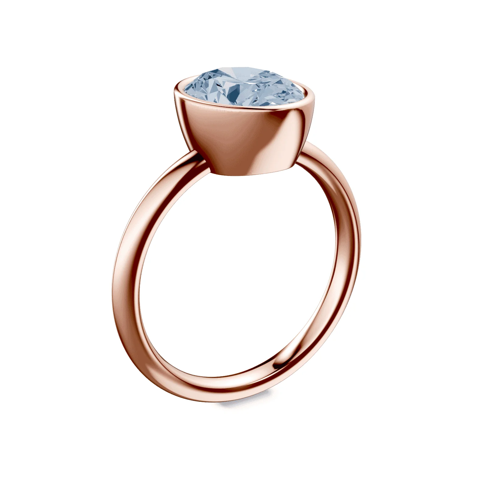 Oval Bezel Blue Diamond Ring - Image 2