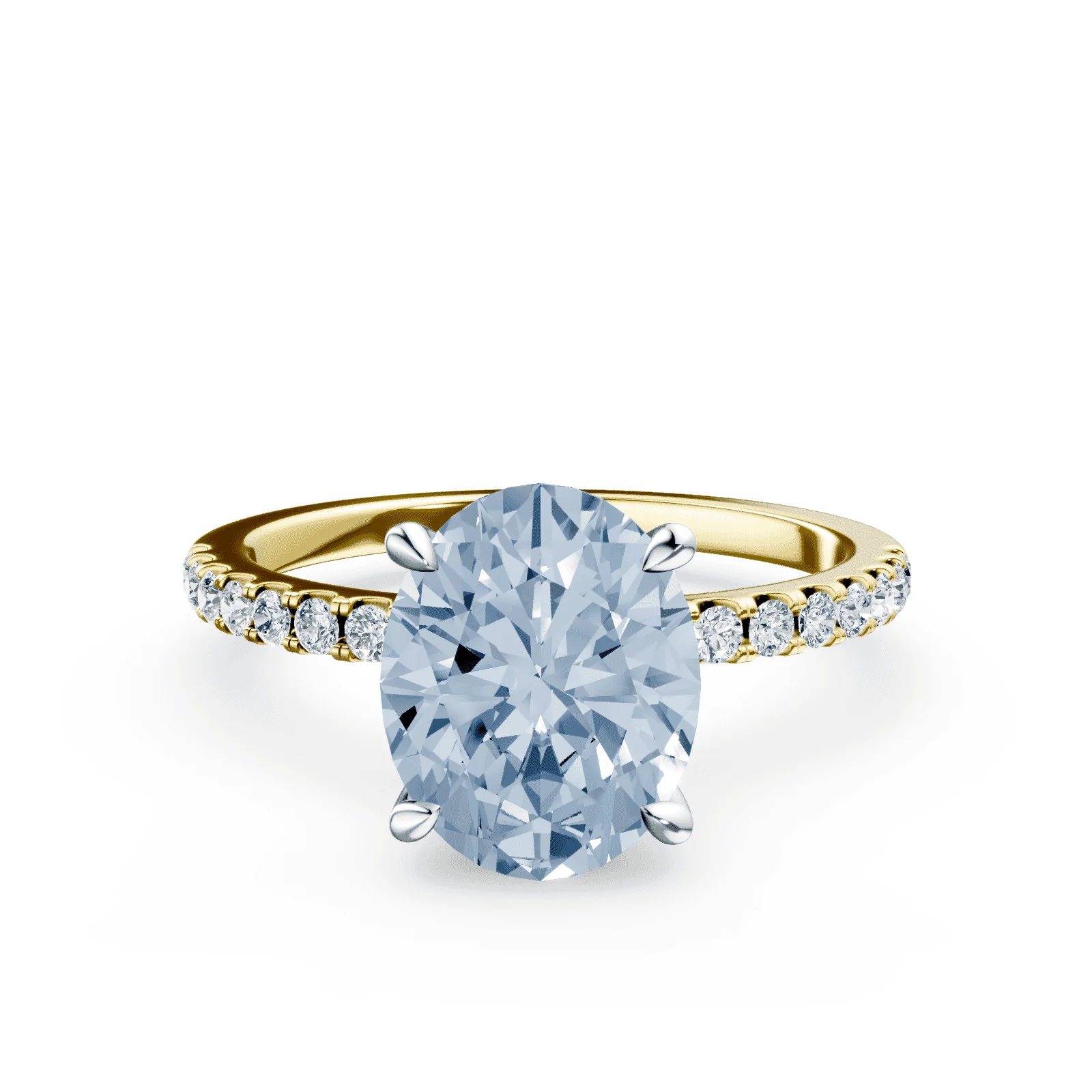 Oval Blue Diamond Pave Ring