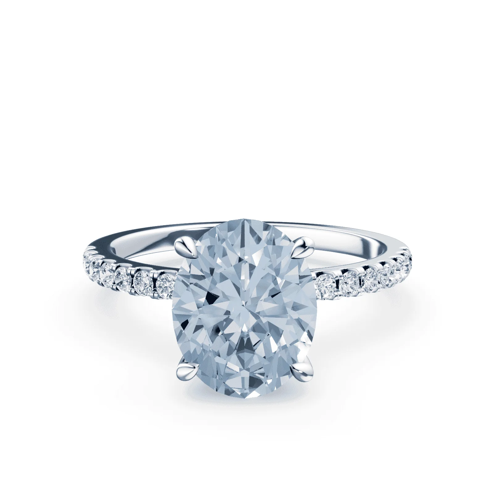 Oval Blue Diamond Pave Ring