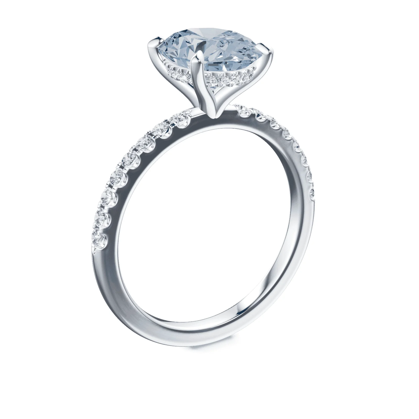 Oval Blue Diamond Pave Ring - Image 2