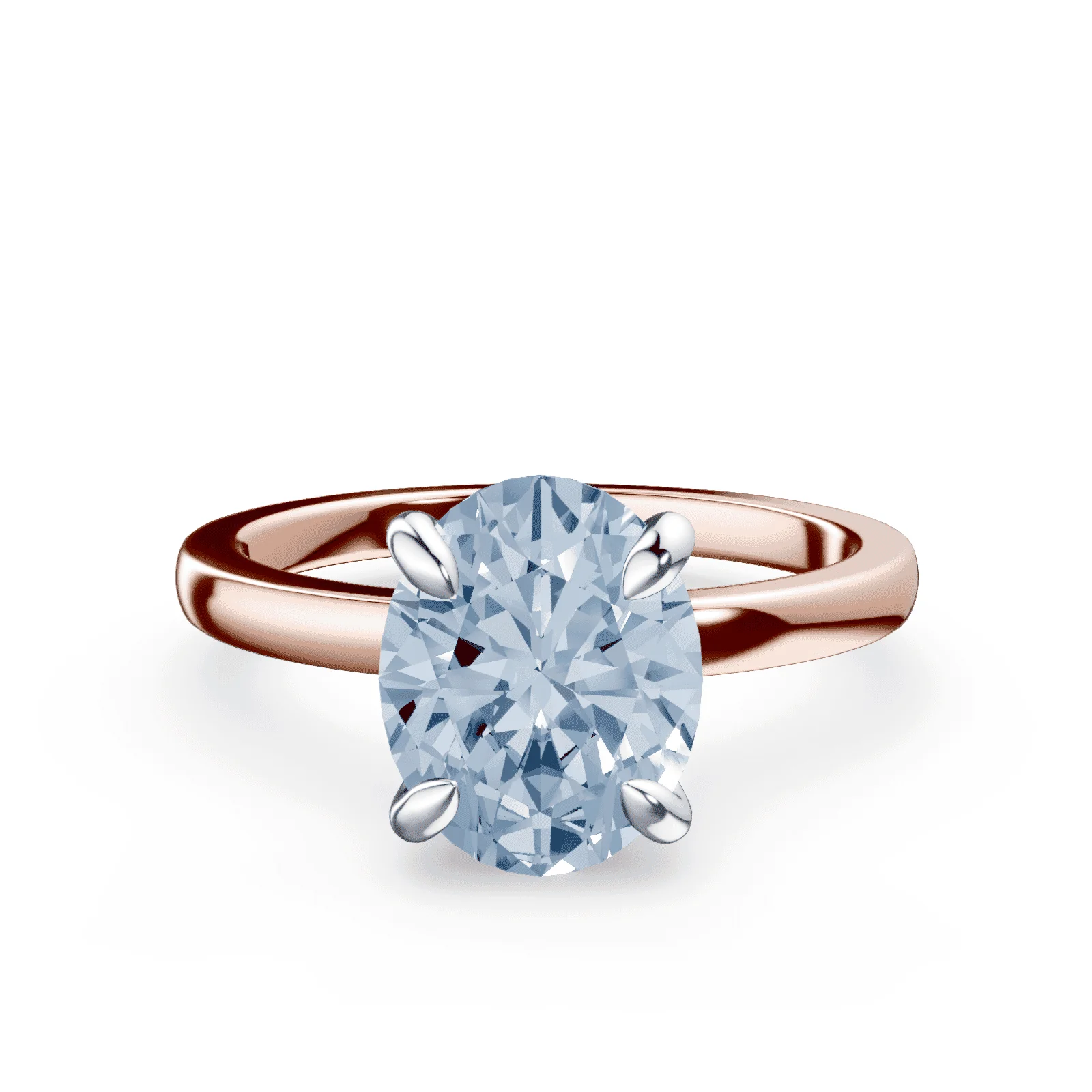 Oval Low Profile Blue Diamond Ring