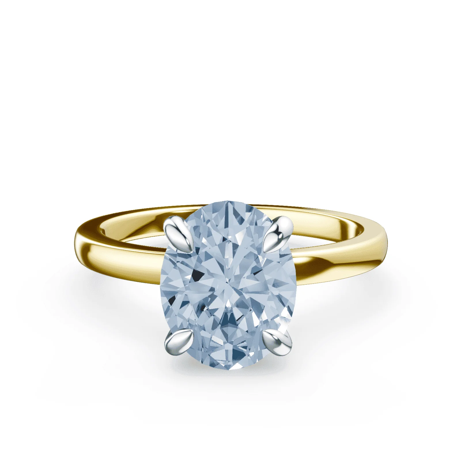 Oval Low Profile Blue Diamond Ring