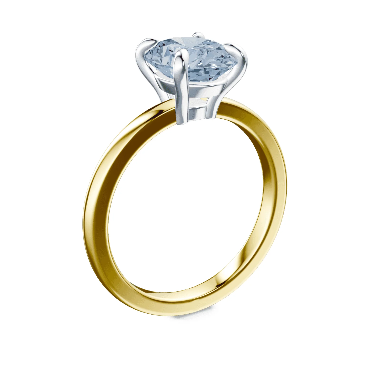 Oval Low Profile Blue Diamond Ring - Image 2