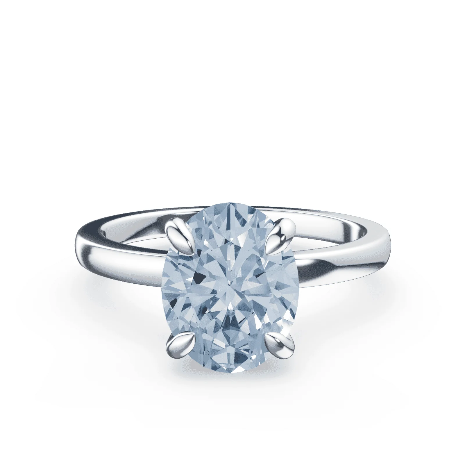 Oval Low Profile Blue Diamond Ring