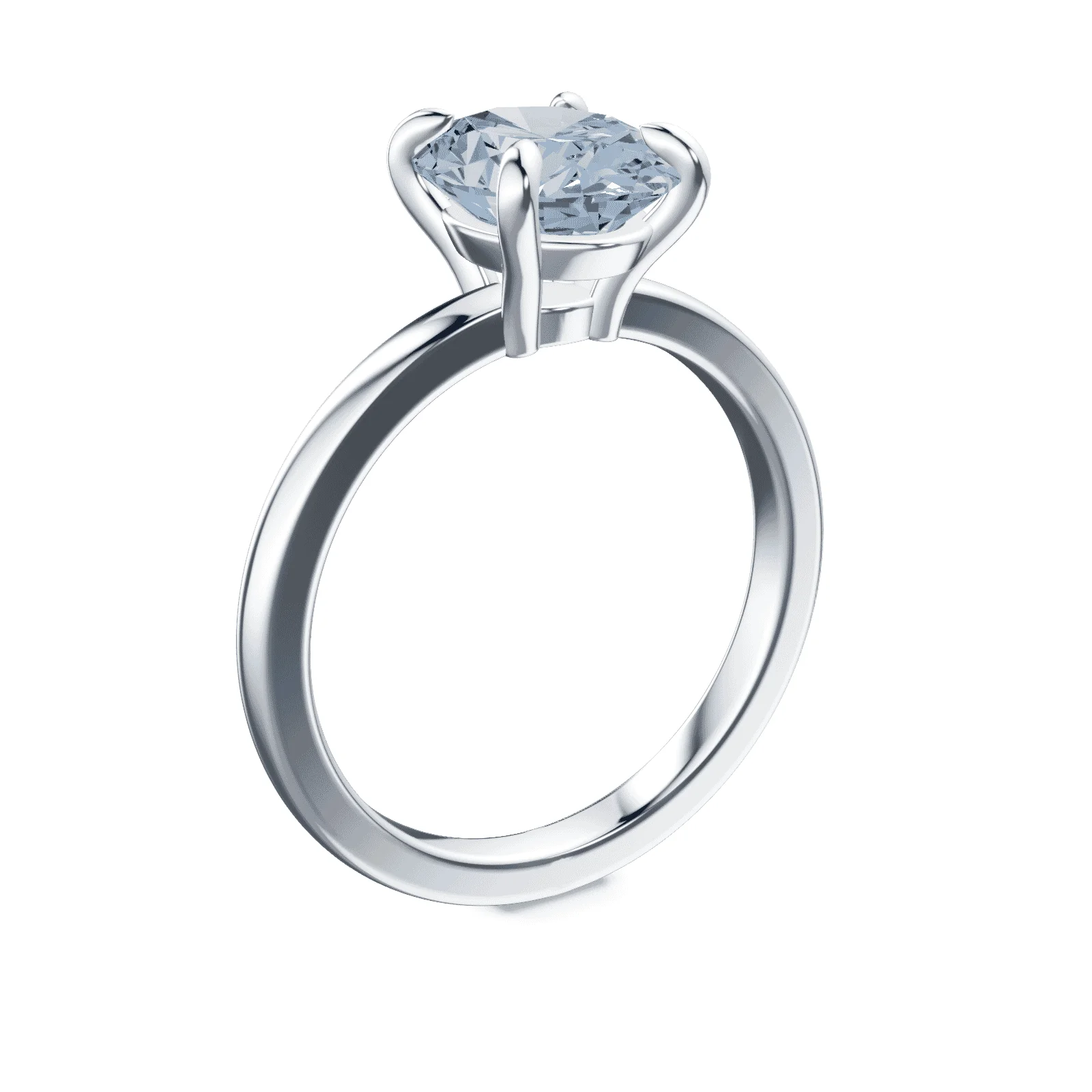 Oval Low Profile Blue Diamond Ring - Image 2