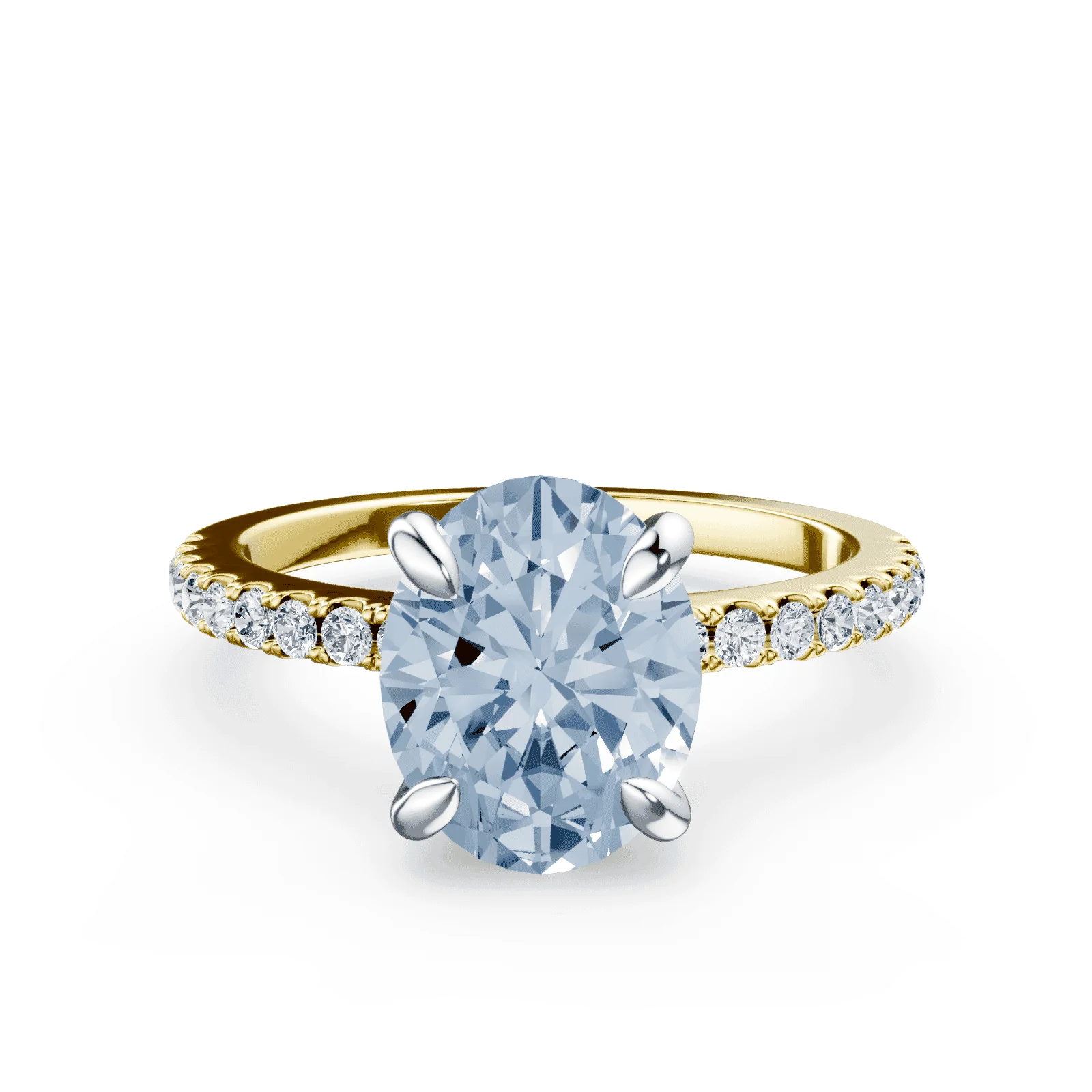 Oval Low Profile Blue Pave Ring