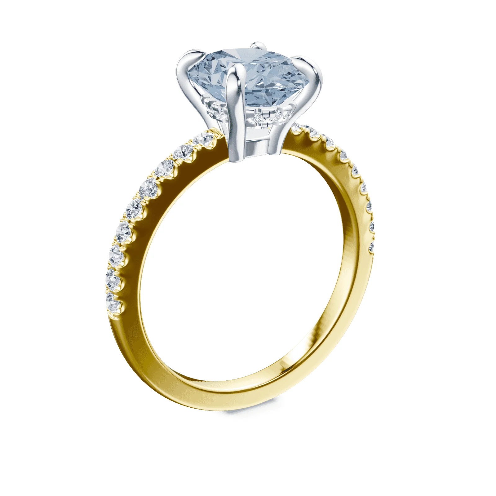 Oval Low Profile Blue Pave Ring - Image 2