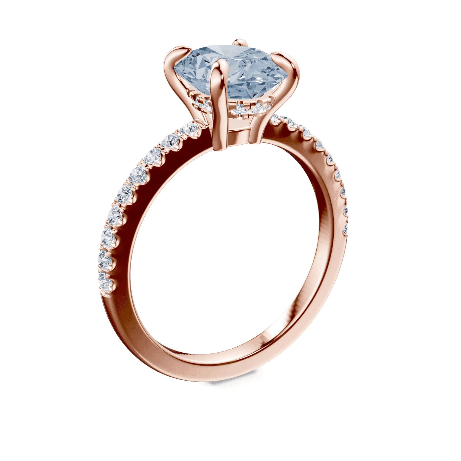 Oval Low Profile Blue Pave Ring - Image 2