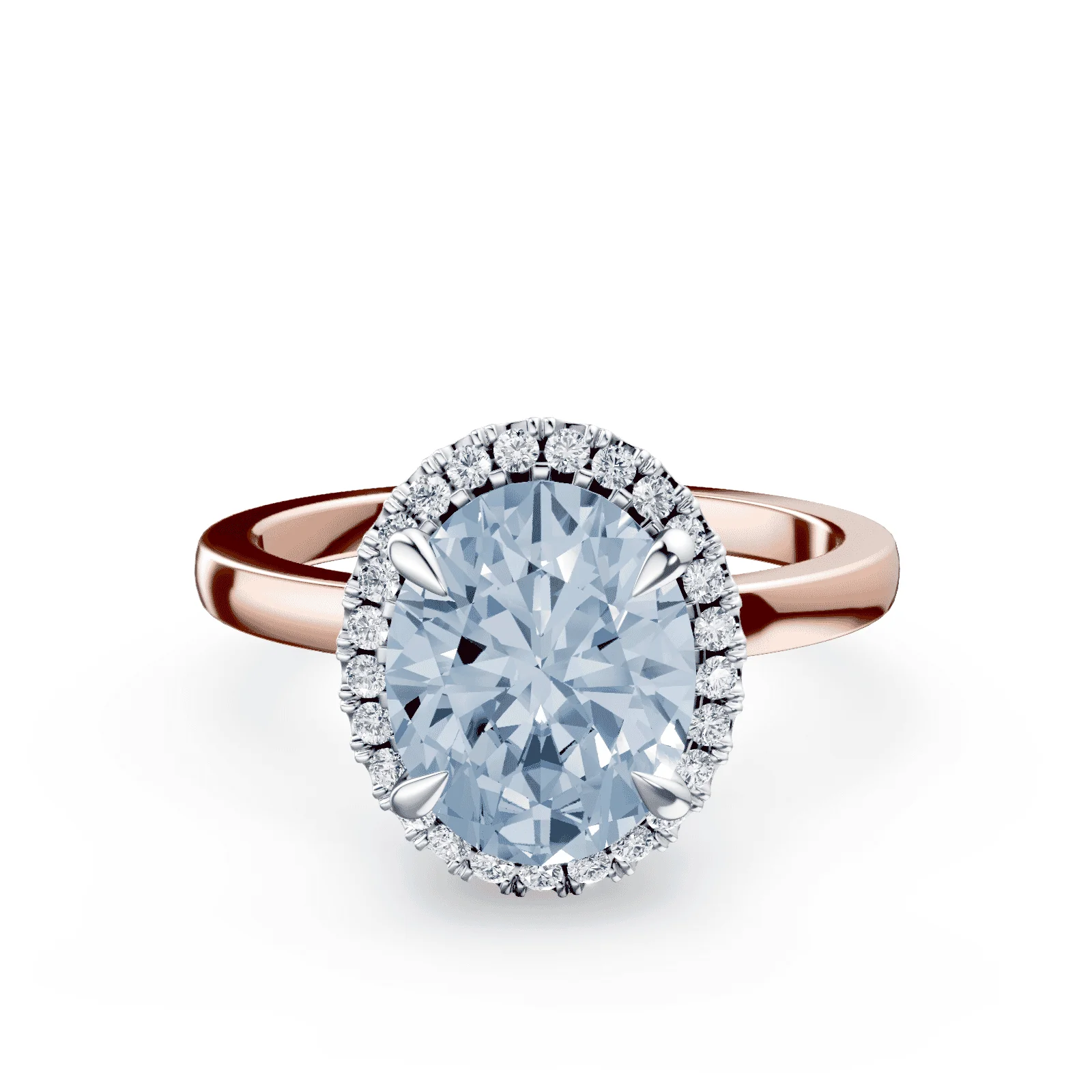 Oval Halo Blue Diamond Ring