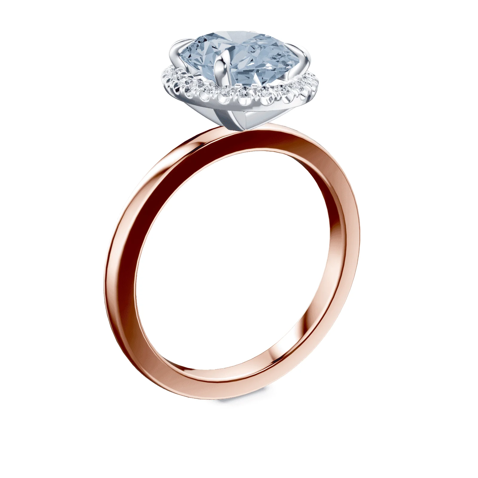 Oval Halo Blue Diamond Ring - Image 2