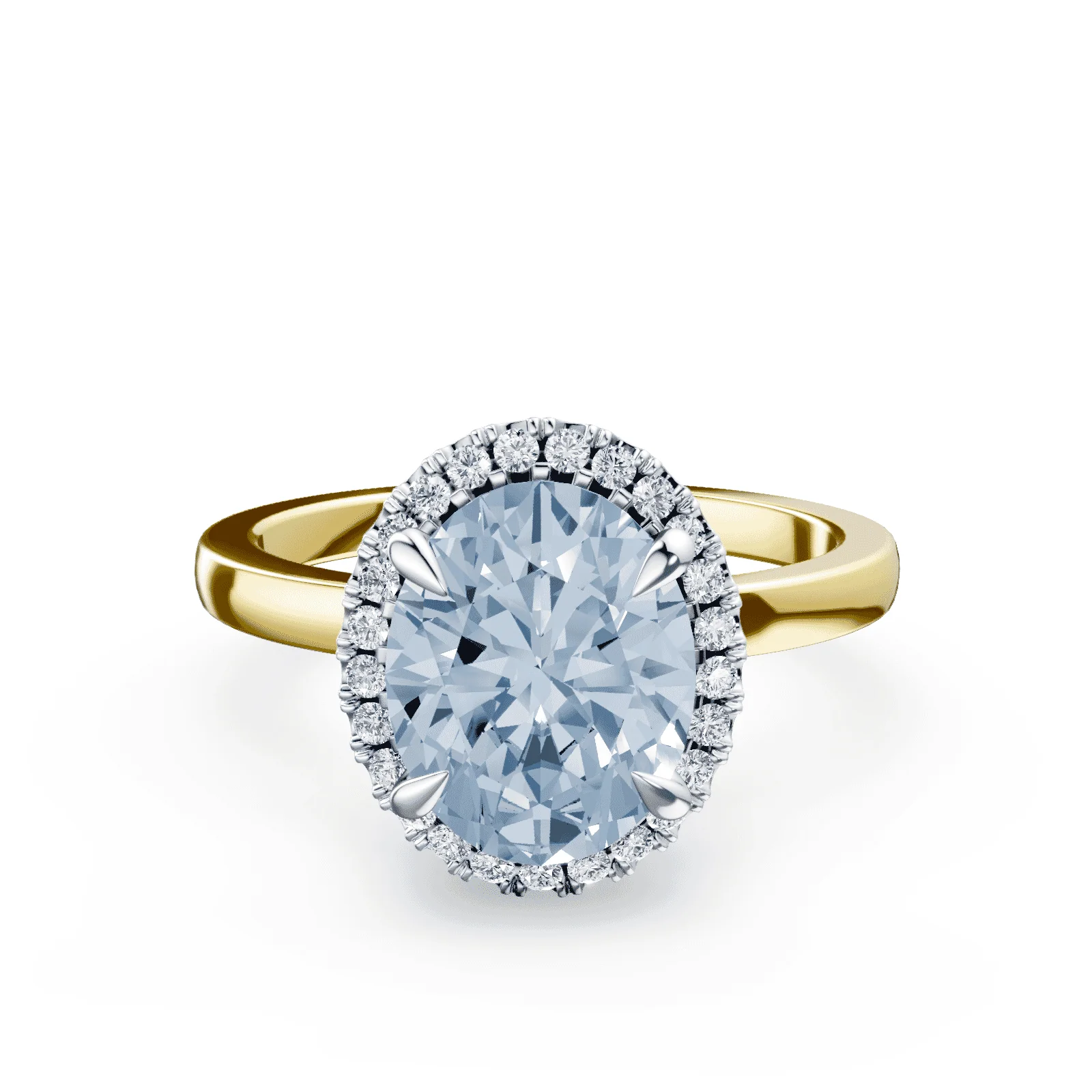 Oval Halo Blue Diamond Ring