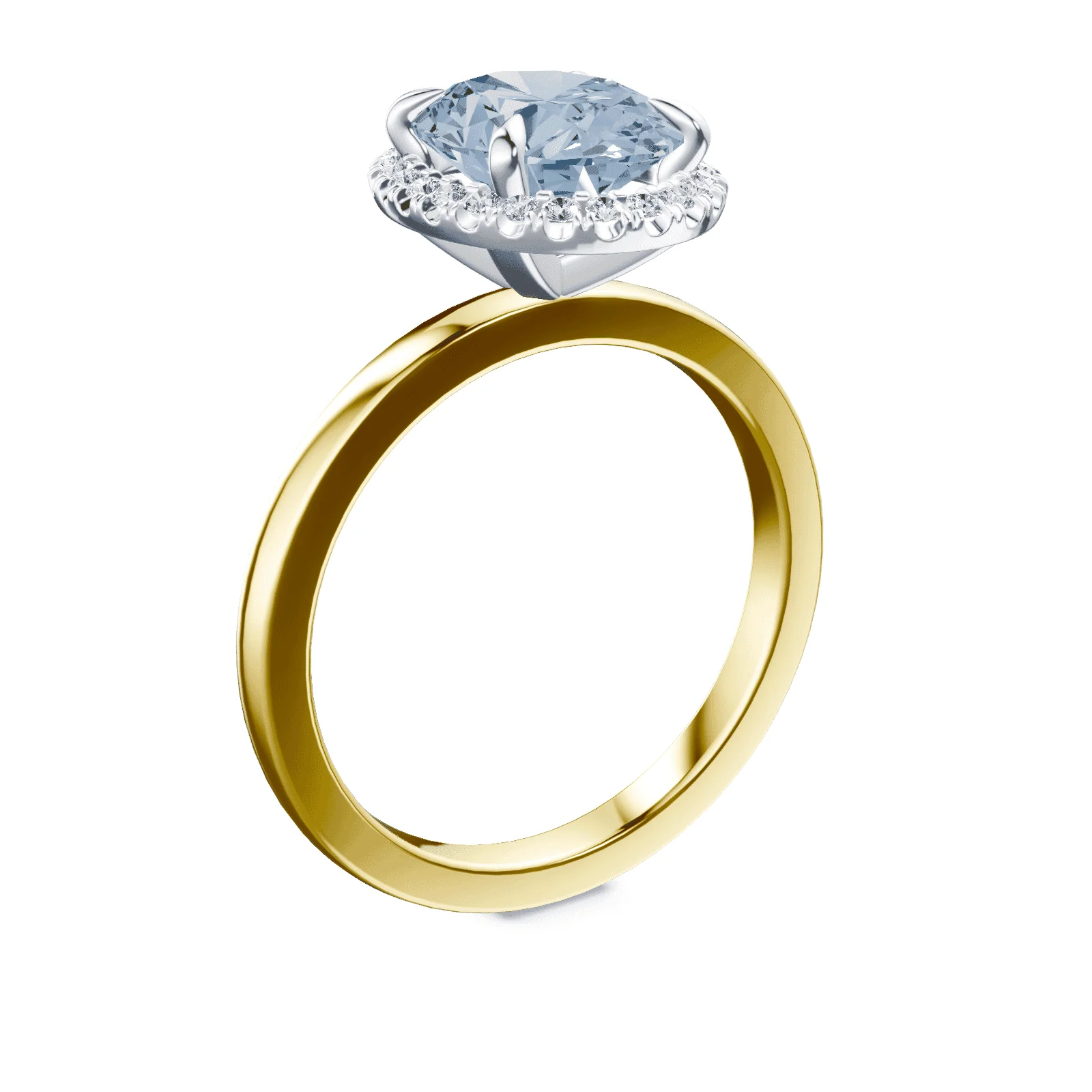 Oval Halo Blue Diamond Ring - Image 2