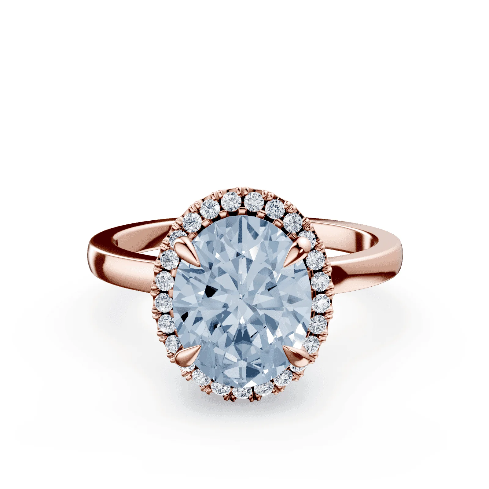 Oval Halo Blue Diamond Ring