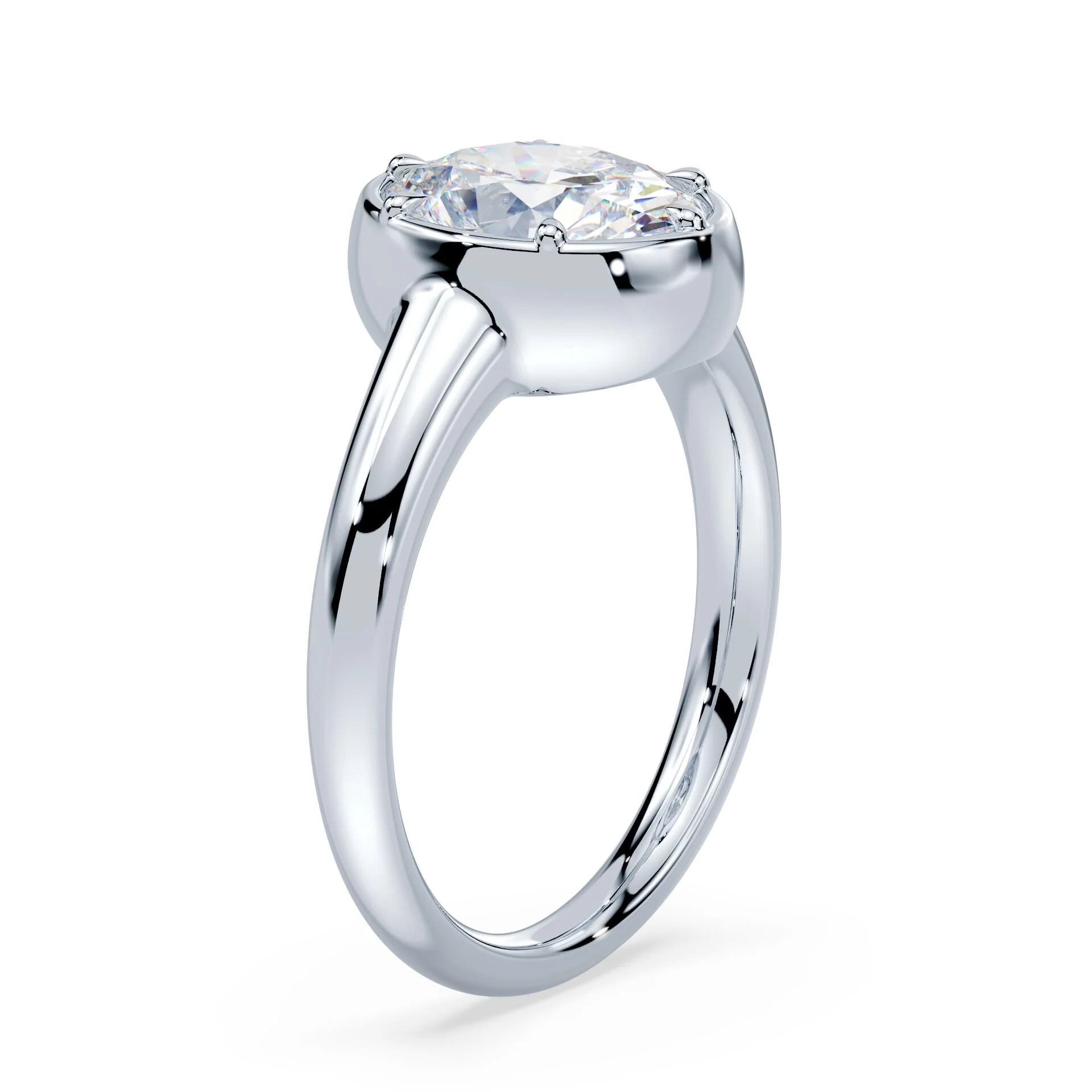 Oval Cut Button Back Ring - Image 2