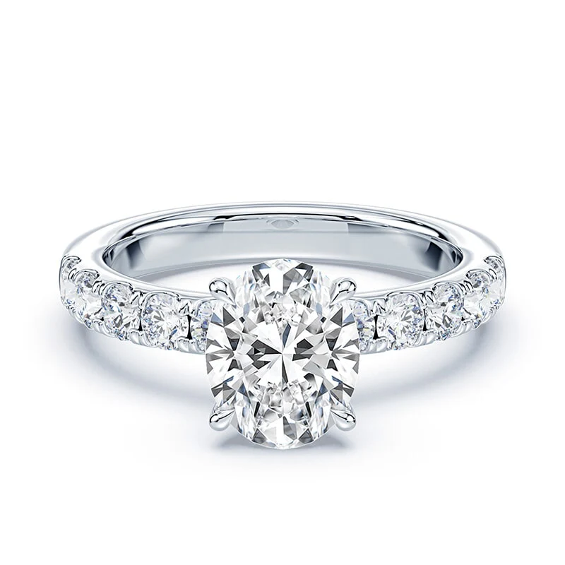 Oval Pave Prongs Wide Pave Ring